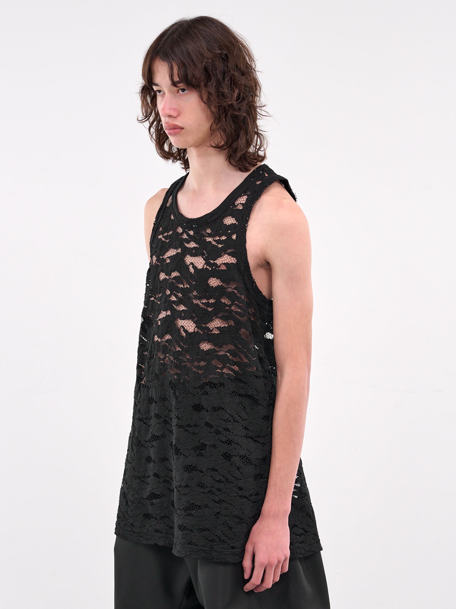 Distressed Lace Tank (PO-T039-051-1-BLACK)