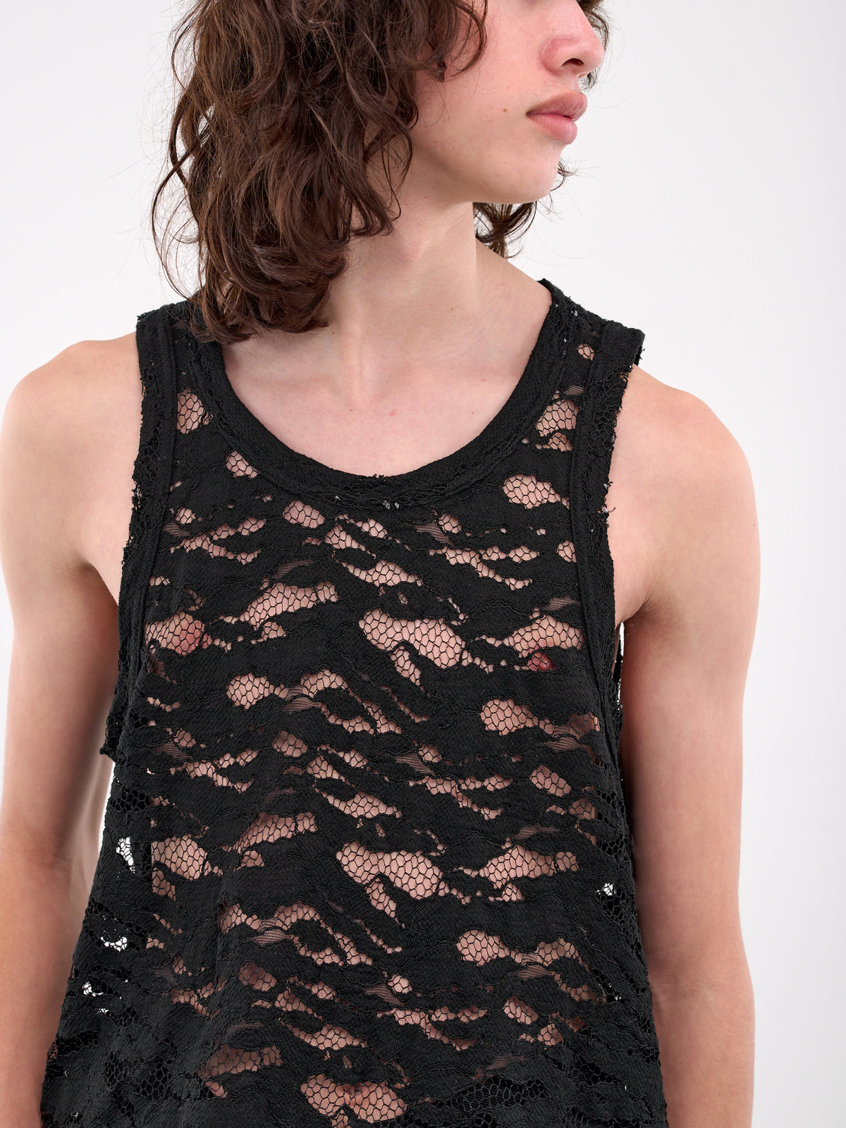 Distressed Lace Tank (PO-T039-051-1-BLACK)