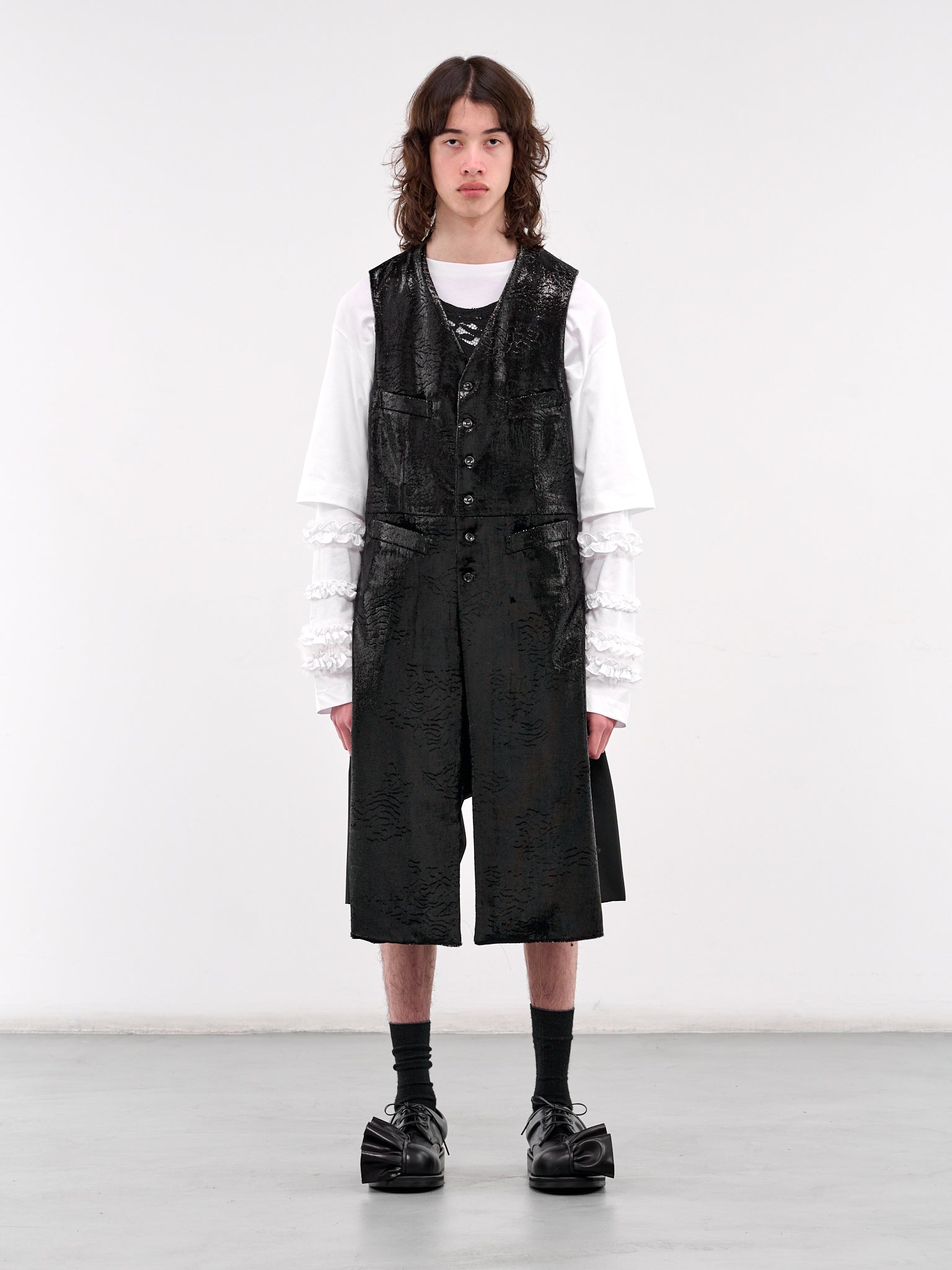 Long Embossed Vest (PO-V003-051-1-BLACK)