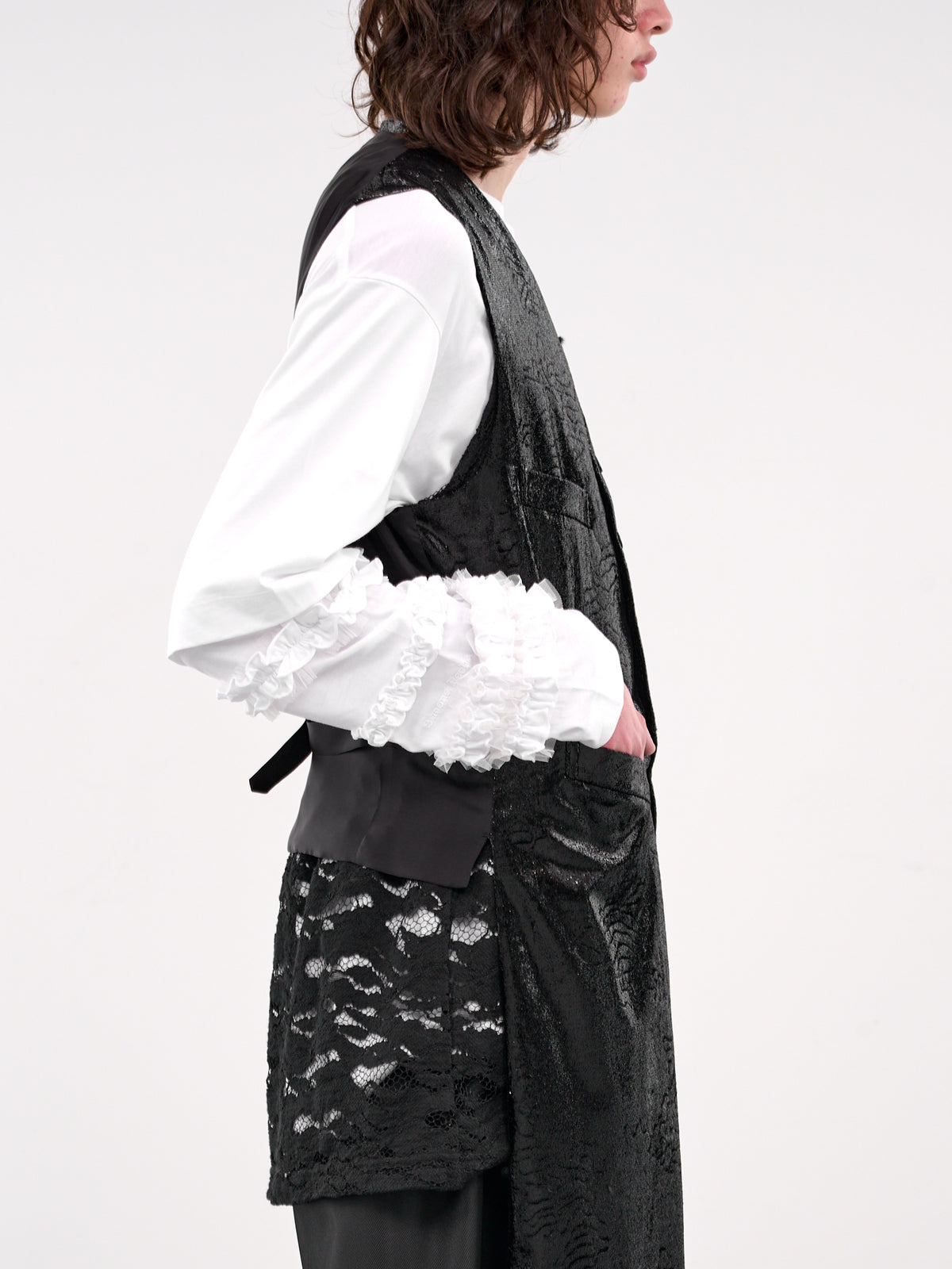 Long Embossed Vest (PO-V003-051-1-BLACK)