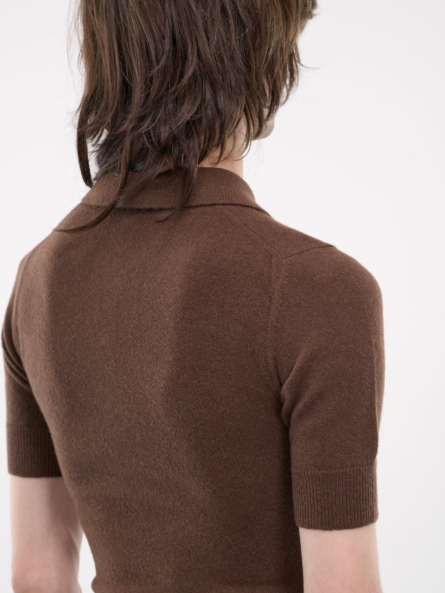 Wool-Cashmere Knit Polo (POMD0040E0-UFZ375-BROWN)