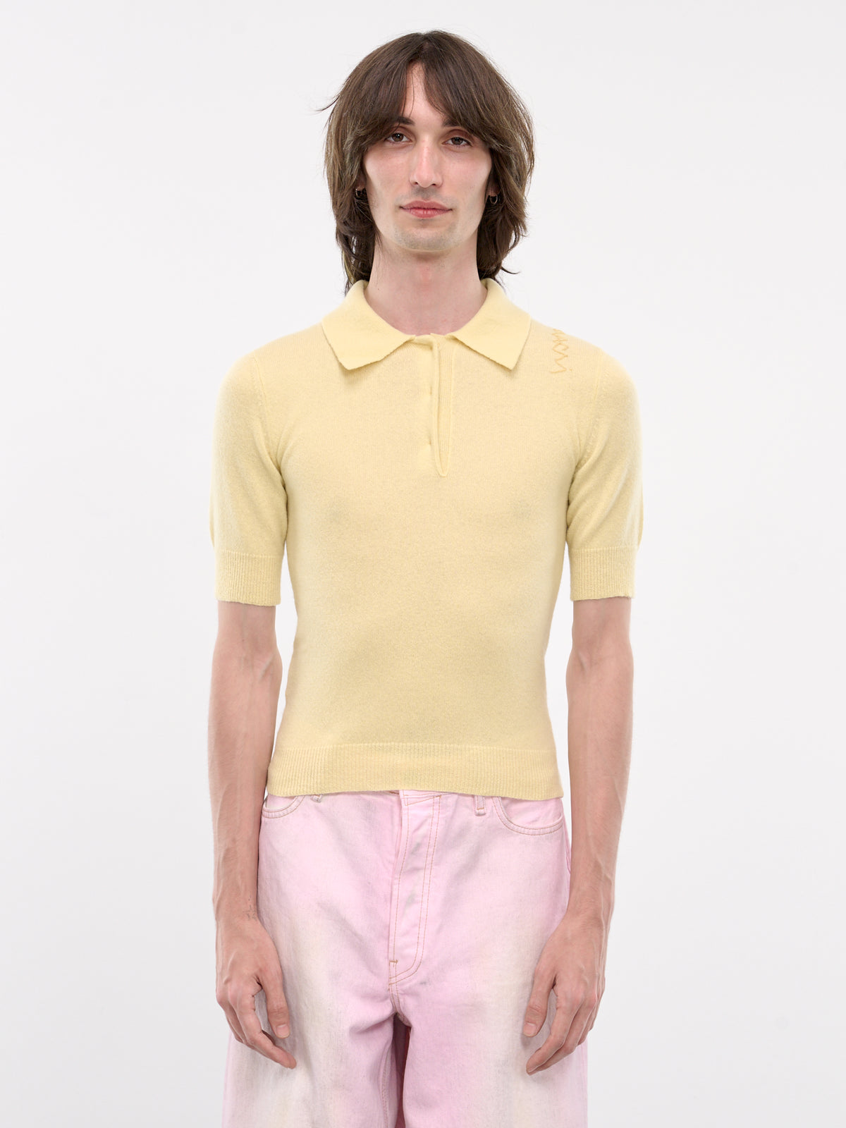 Wool-Cashmere Knit Polo (POMD0040E0-UFZ375-YELLOW)