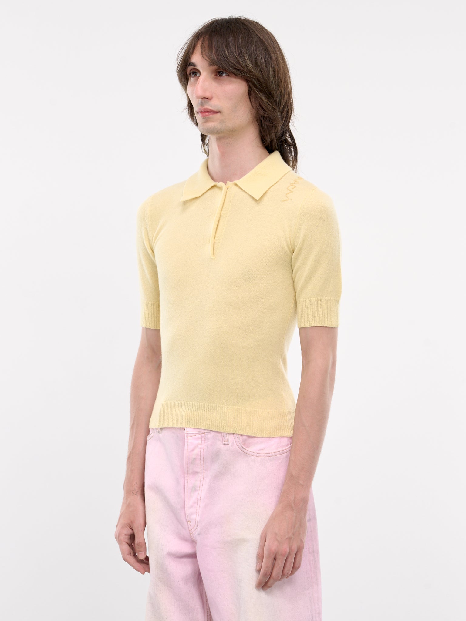 Wool-Cashmere Knit Polo (POMD0040E0-UFZ375-YELLOW)