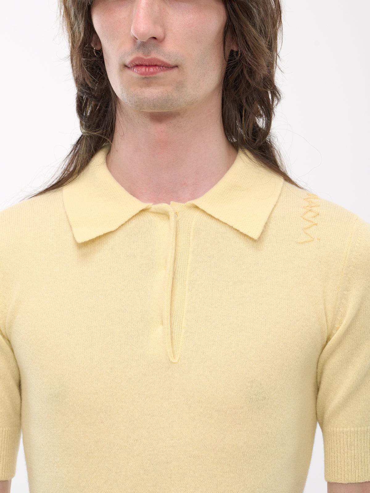 Wool-Cashmere Knit Polo (POMD0040E0-UFZ375-YELLOW)