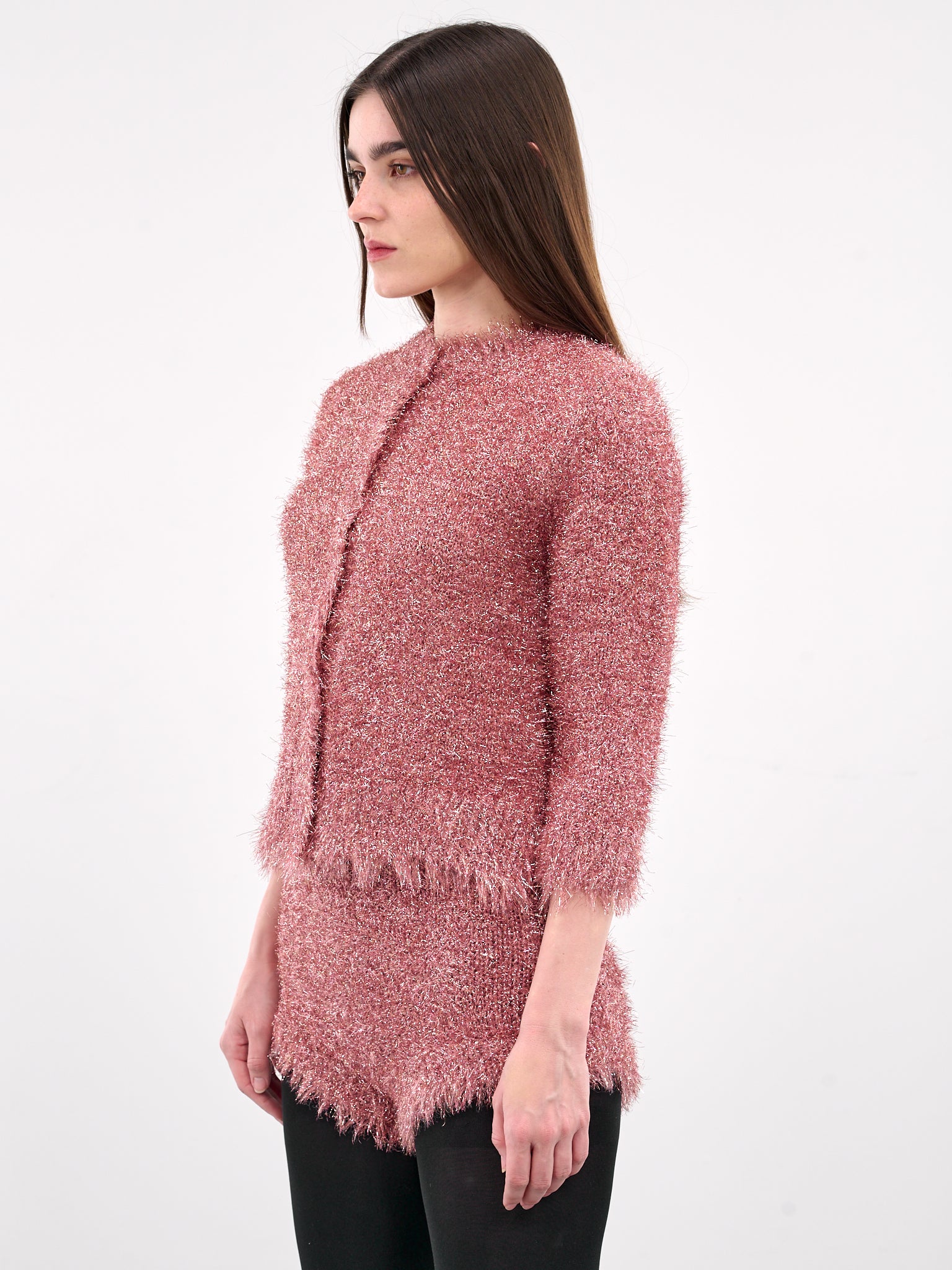 Tinsel Knit Jacket (PRMK2-0664-PINK)