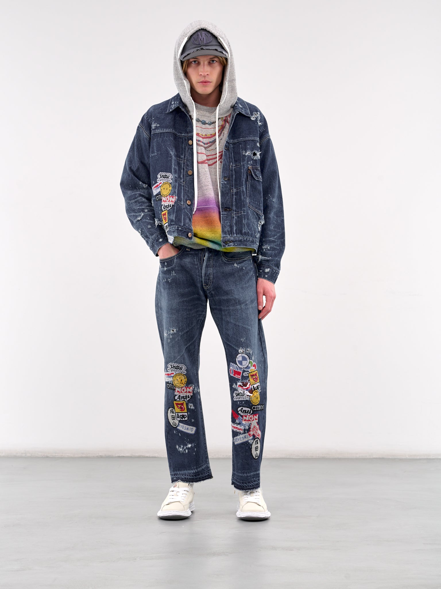 Distressed Graphic Denim Jacket (JK-SV-NGS-1002-INDIGO)