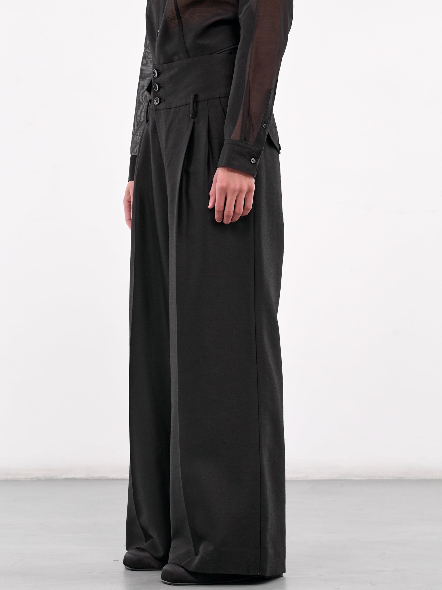 High-Waisted Wide Leg Trousers (PT0223-BLACK)