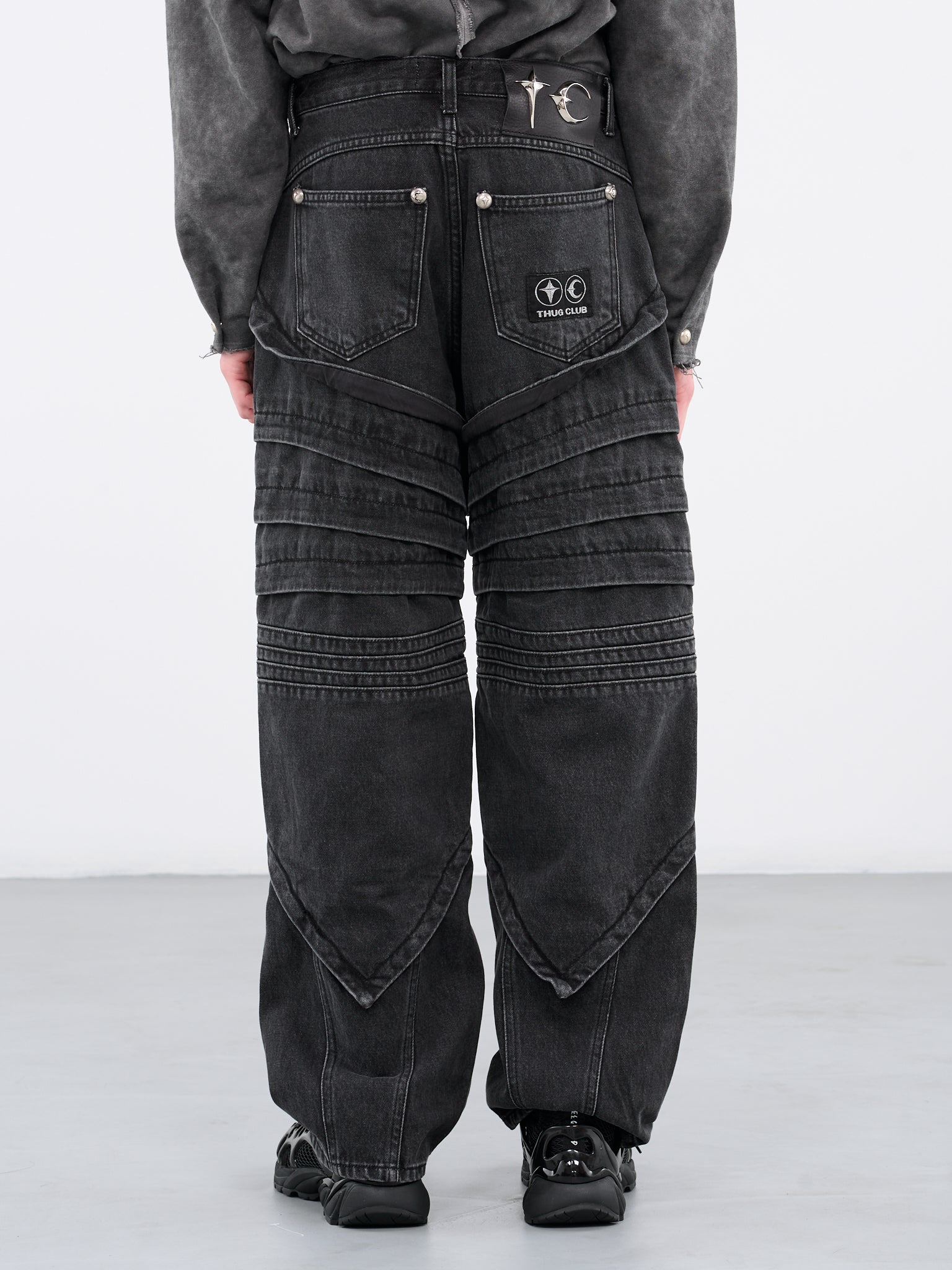 世界中の商品を購入 THUG CLUB Leather Black denim pants ...