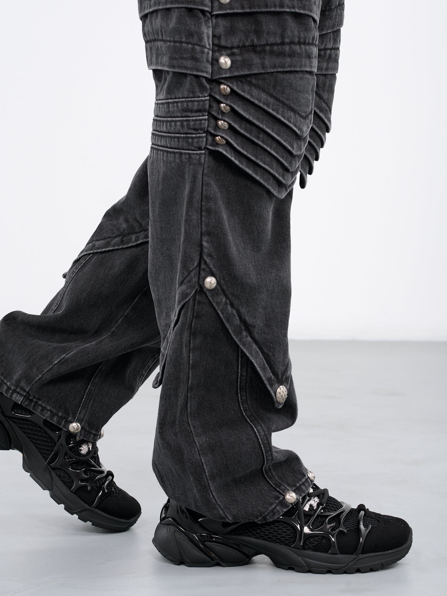 送料無料 THUG CLUB Leather Black denim pants デニム/ジーンズ - www ...