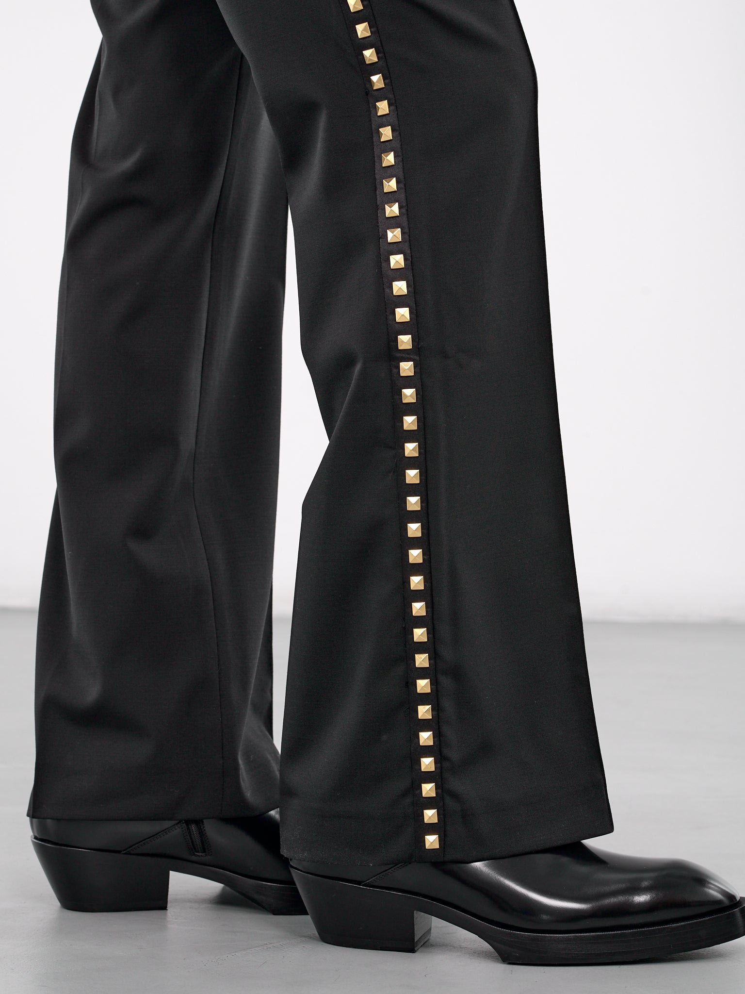 Studded Flare Trousers (PT14G-AM27-BLACK-GOLD-STUDS)