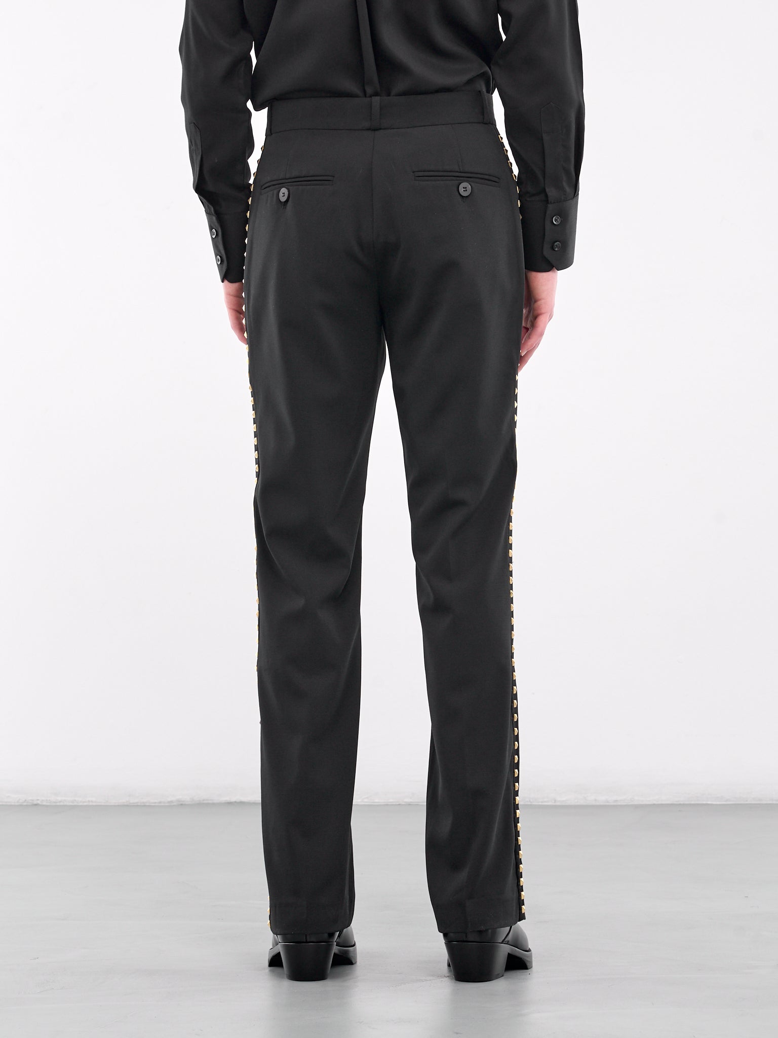 Studded Flare Trousers (PT14G-AM27-BLACK-GOLD-STUDS)