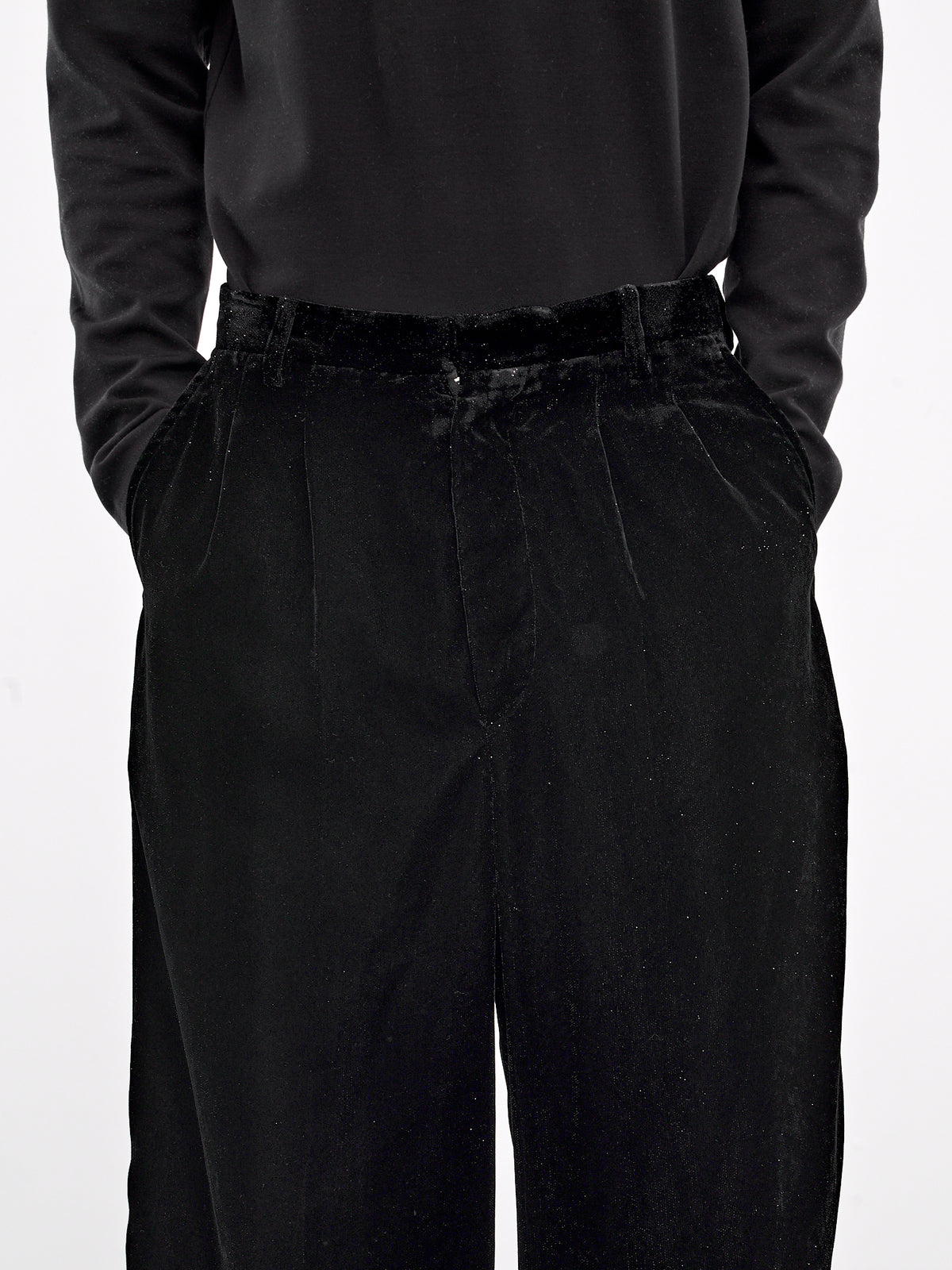 Wide Leg Velvet Trousers (PT2024-BLACK)