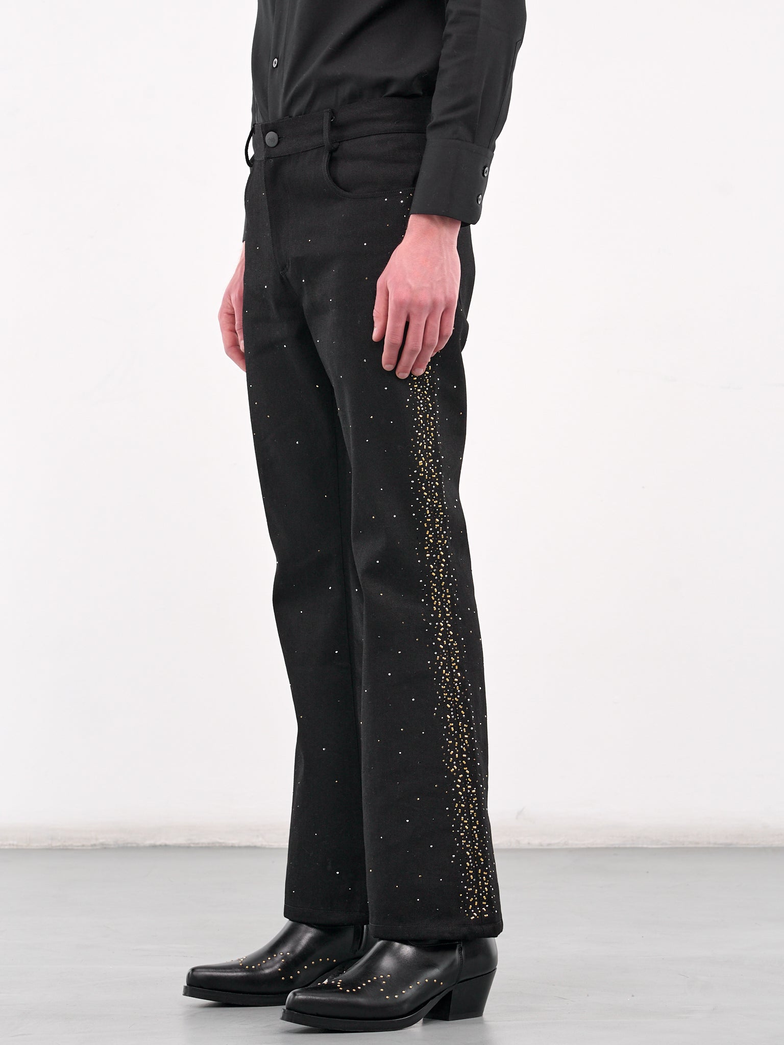 Studded Flare Trousers (PT30F-TF08-BLACK)