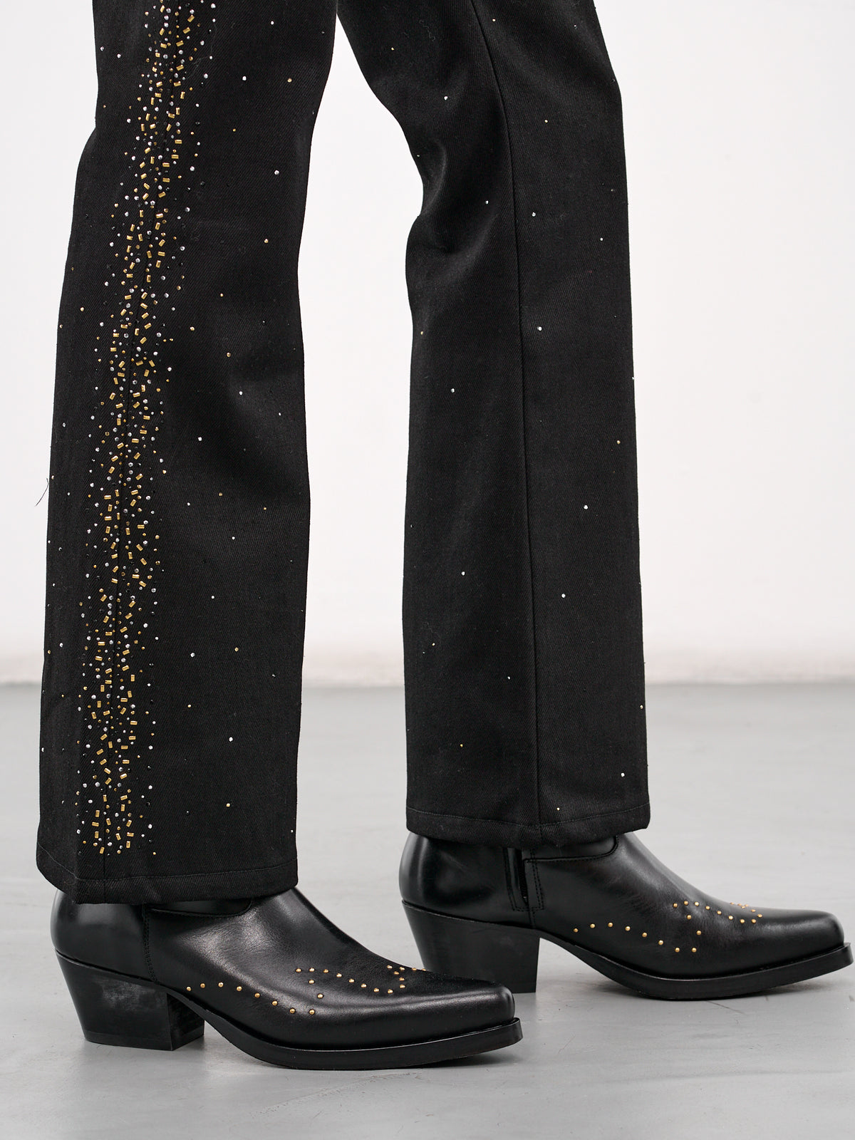 Studded Flare Trousers (PT30F-TF08-BLACK)