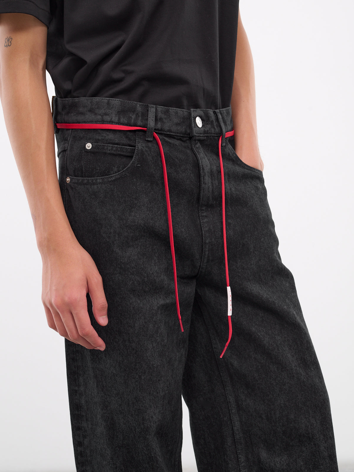 Drawstring Jeans (PUJU0019A0-USCV35-BLACK)