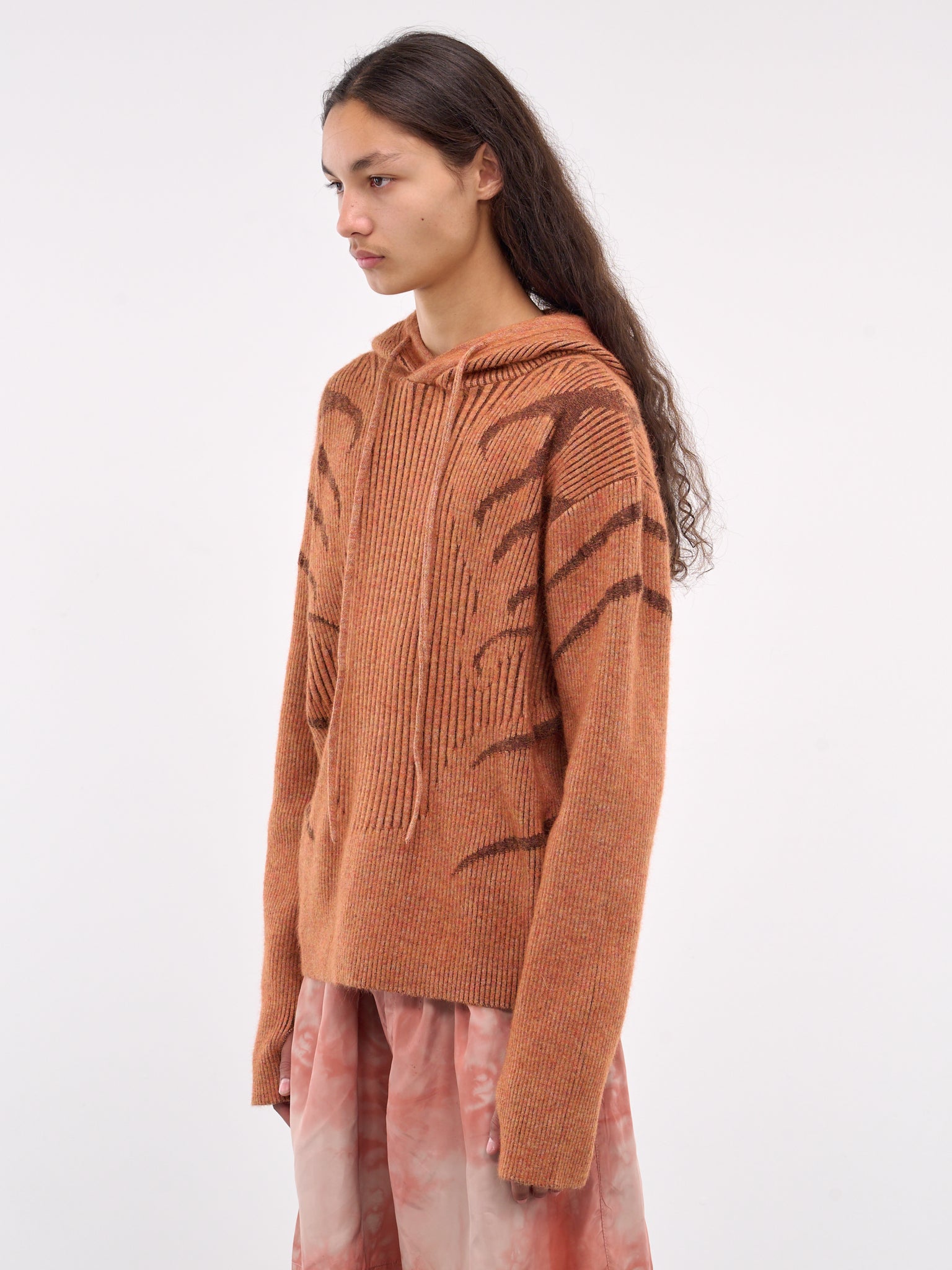 Mohair/Wool Blend Plated Hoodie (PULVRHOOD-ORANGE-BROWN)