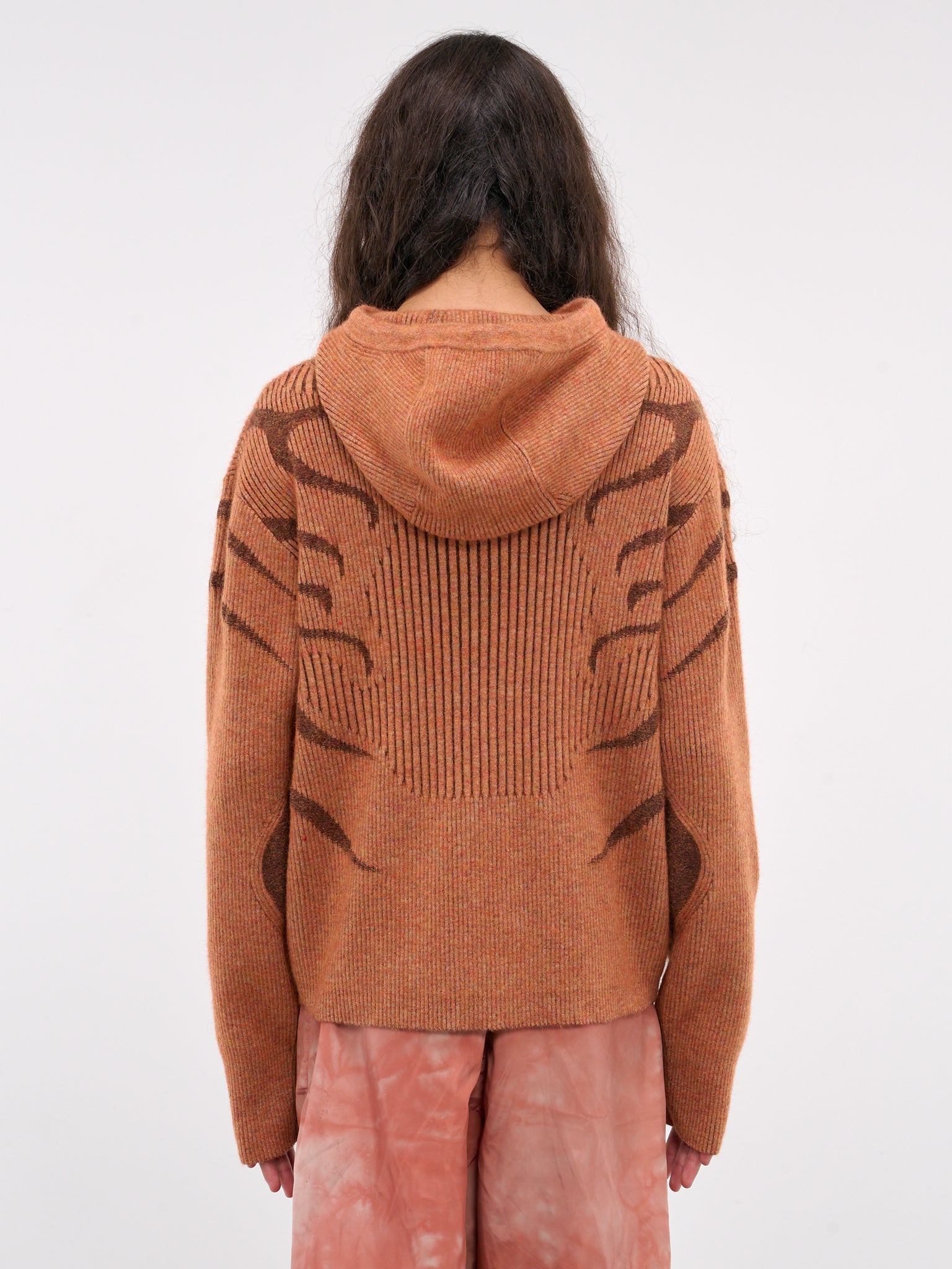 Mohair/Wool Blend Plated Hoodie (PULVRHOOD-ORANGE-BROWN)