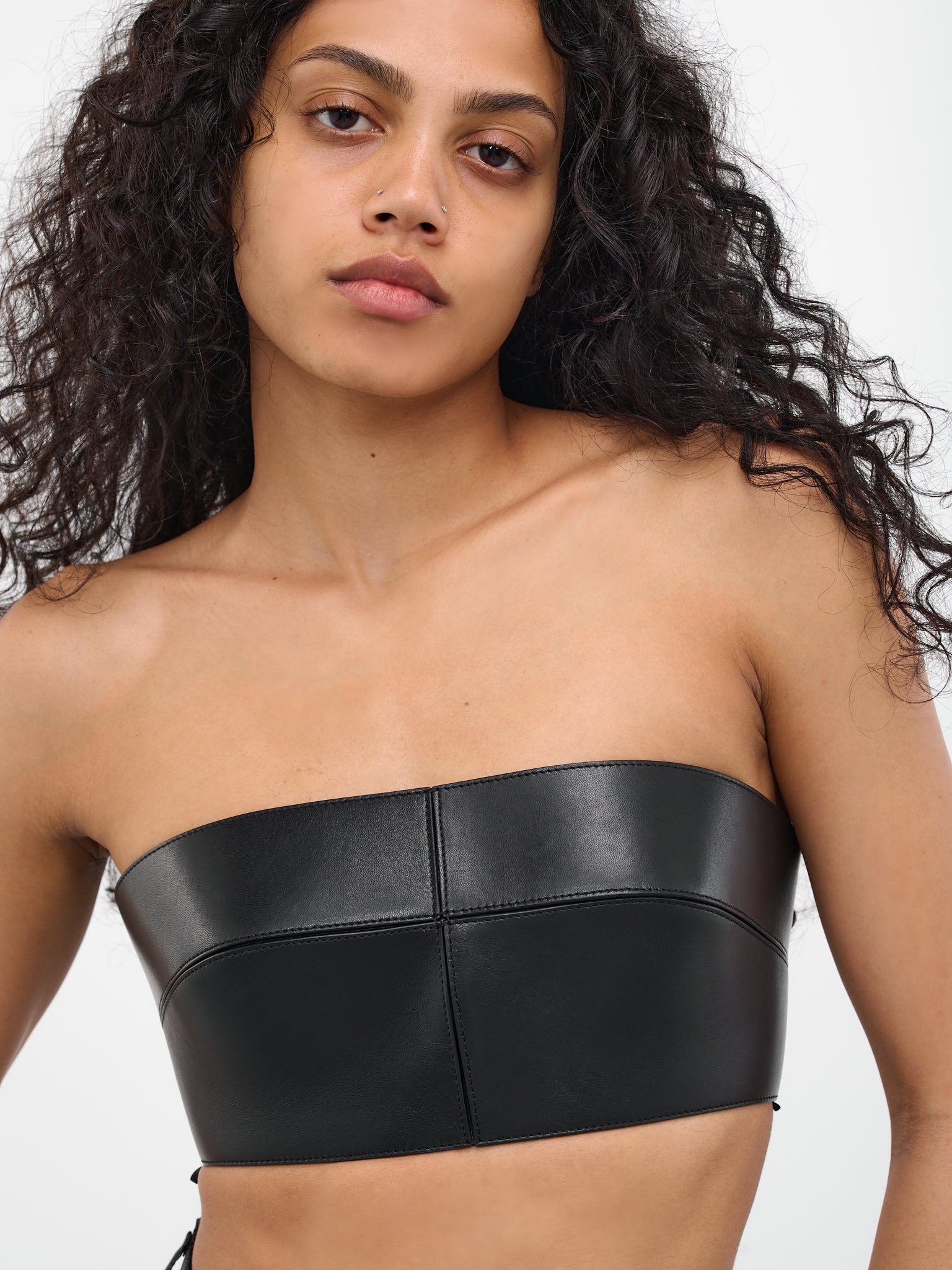 Faux leather bandeau crop top - Women