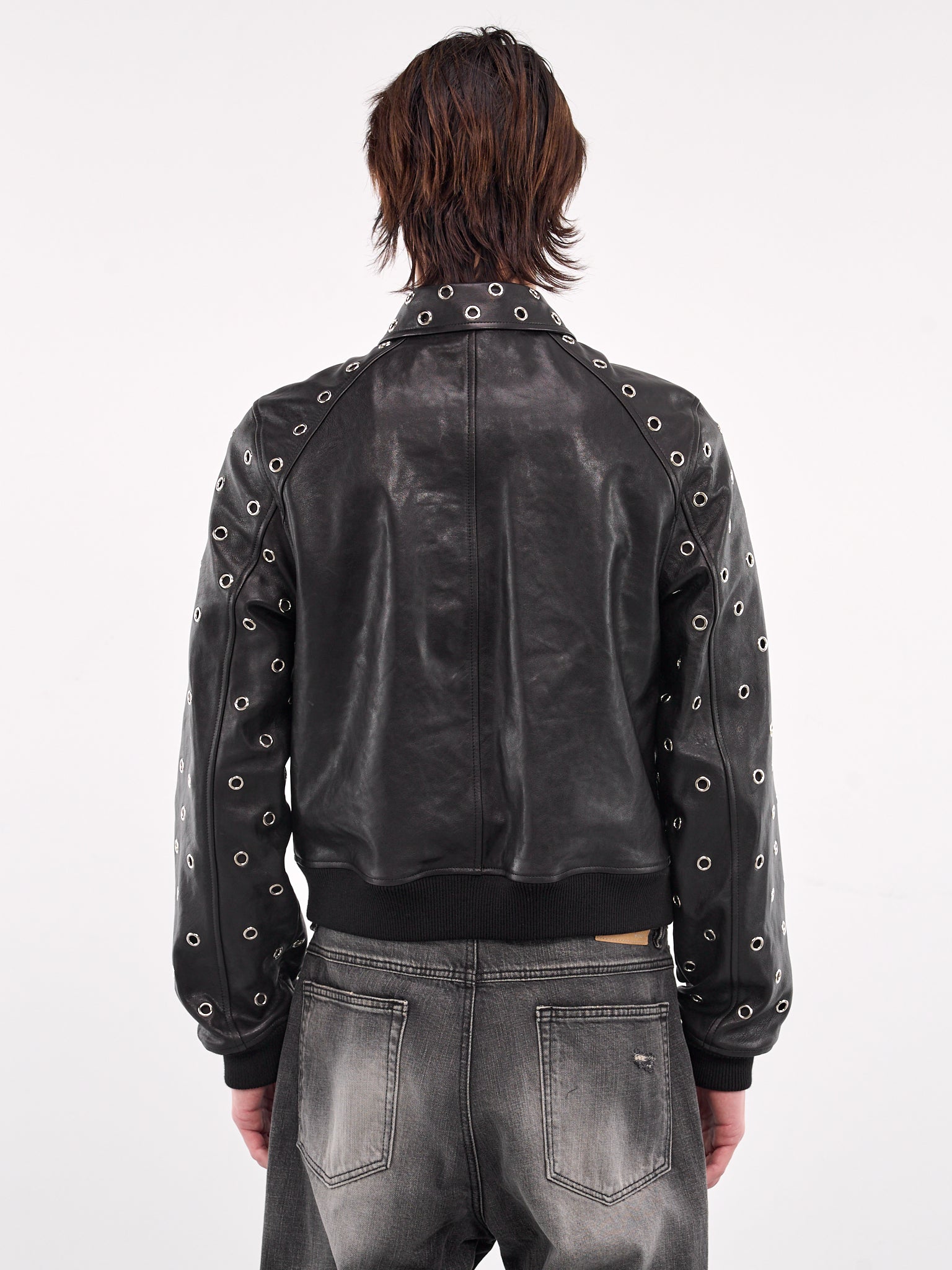 Eyelet Leather Jacket (R60-25-021-BLACK)