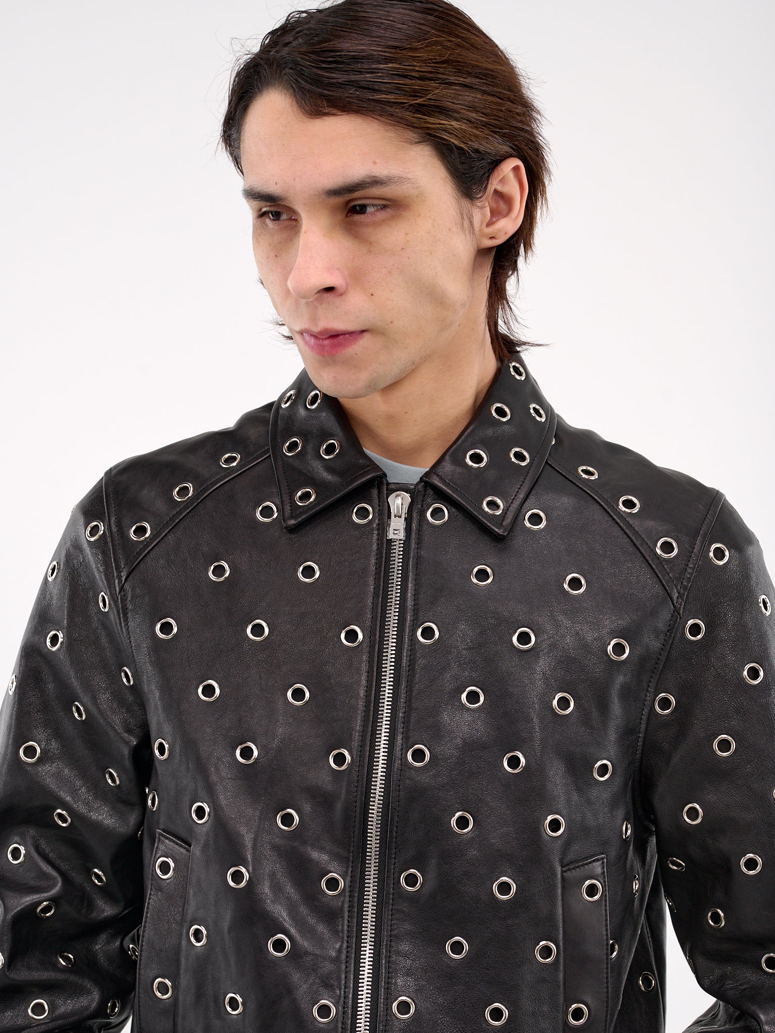 Eyelet Leather Jacket (R60-25-021-BLACK)