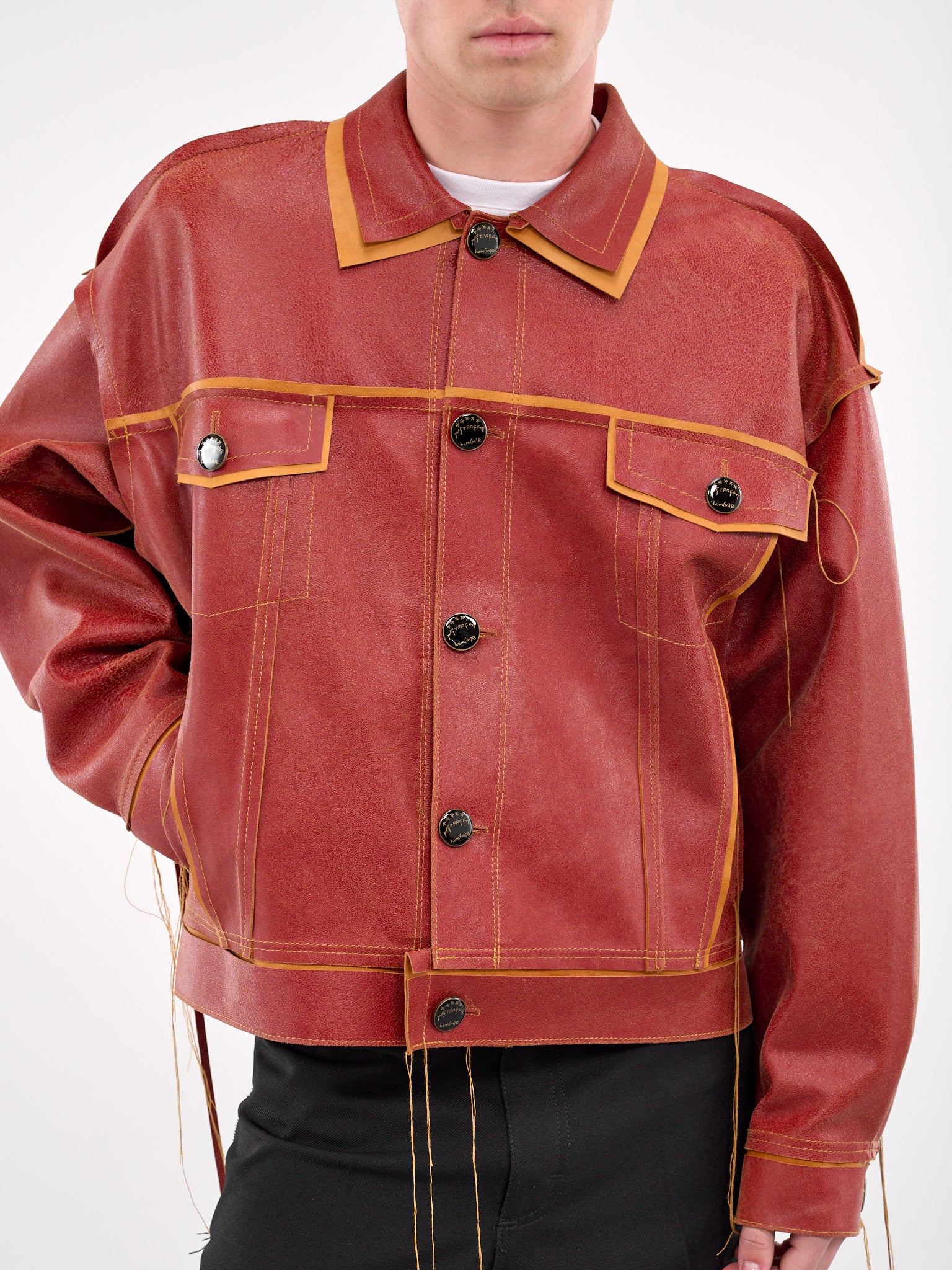 Deconstructed Lambskin Jacket (RED-TAN-DECONSTRUCTED-STYLE)