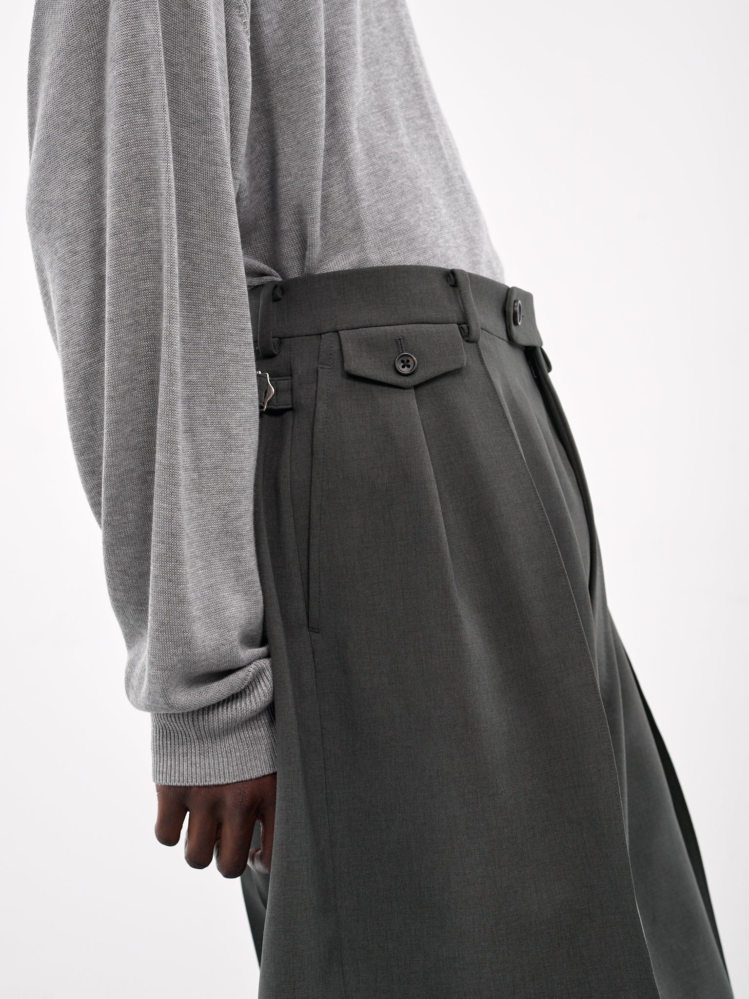 Pleated Wide Leg Shorts (RM251-016-SLATE-GRAY)