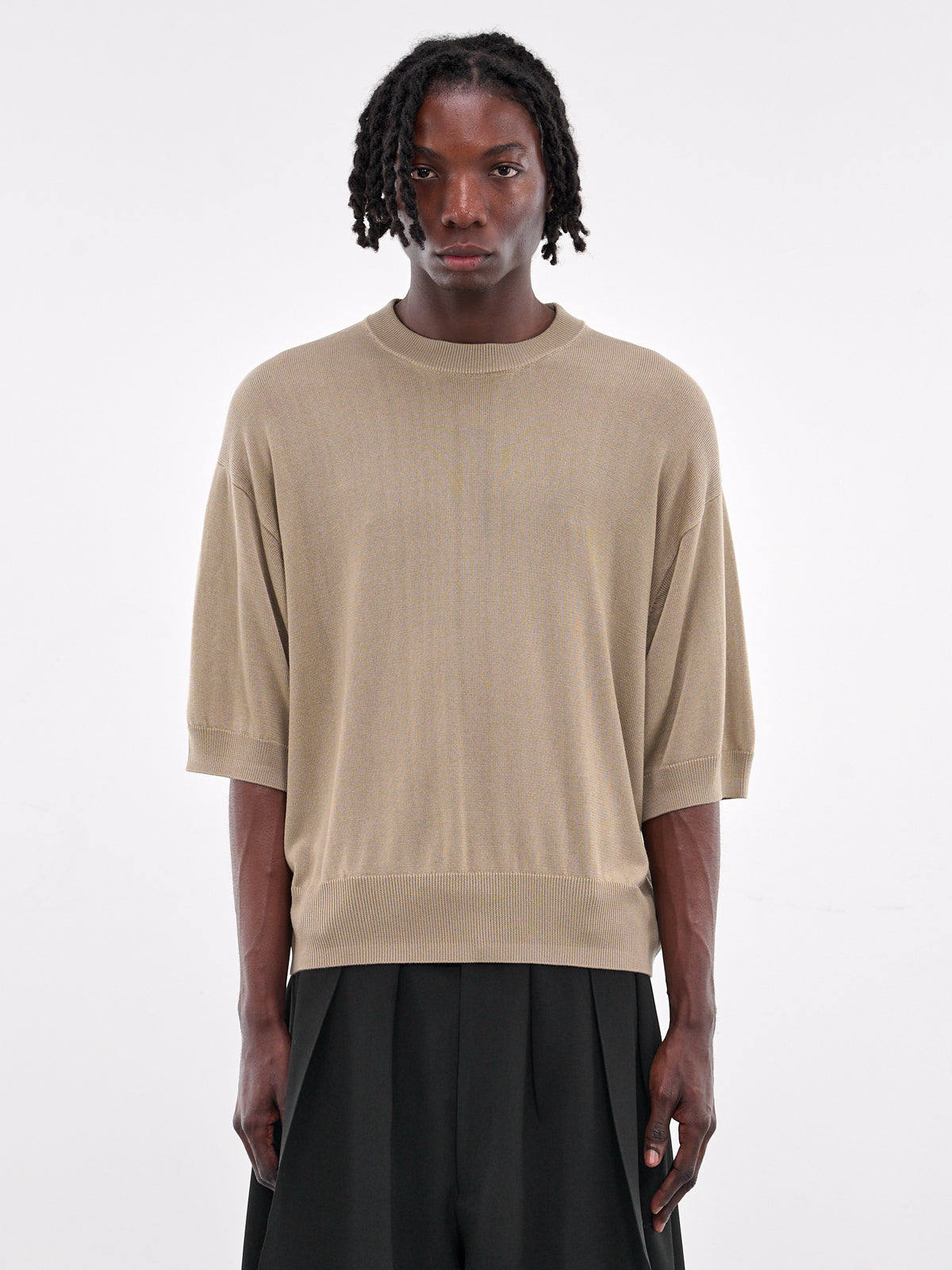 Short Sleeve Crewneck Sweater (RM251-018-TAUPE)