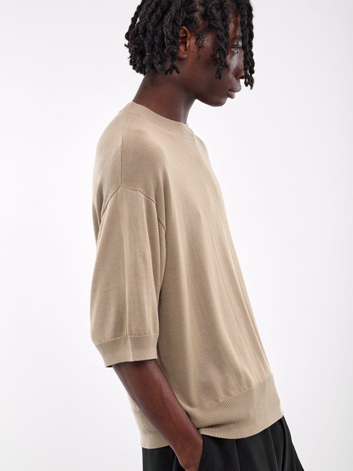 Short Sleeve Crewneck Sweater (RM251-018-TAUPE)