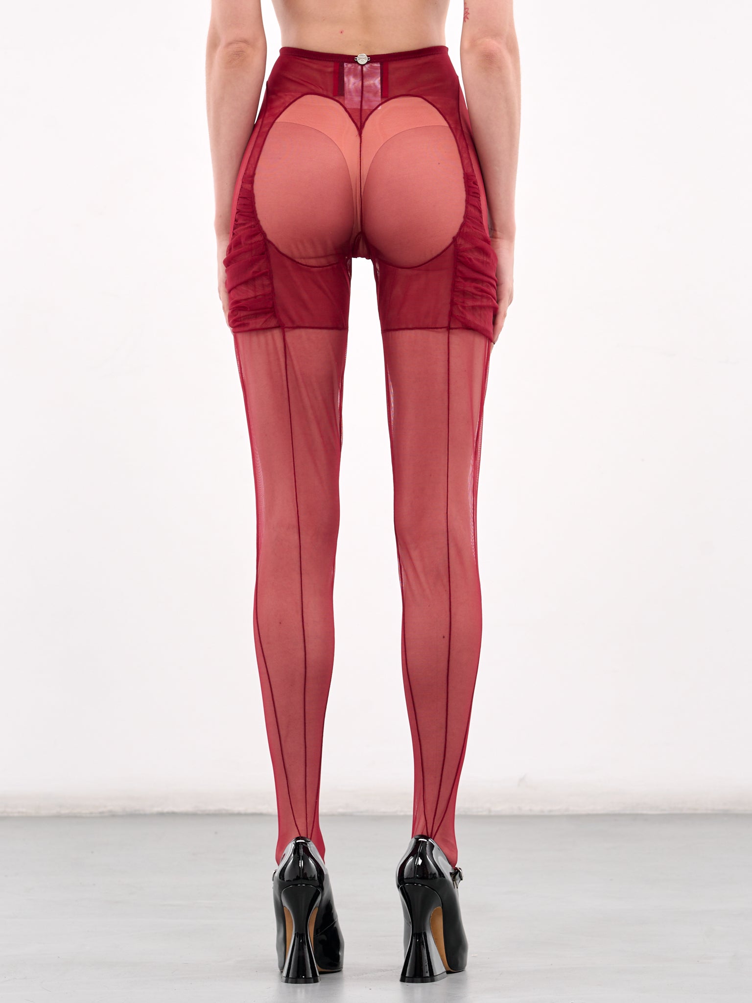 Ruffled Mesh Stockings (RUFFLED-MESH-RED)