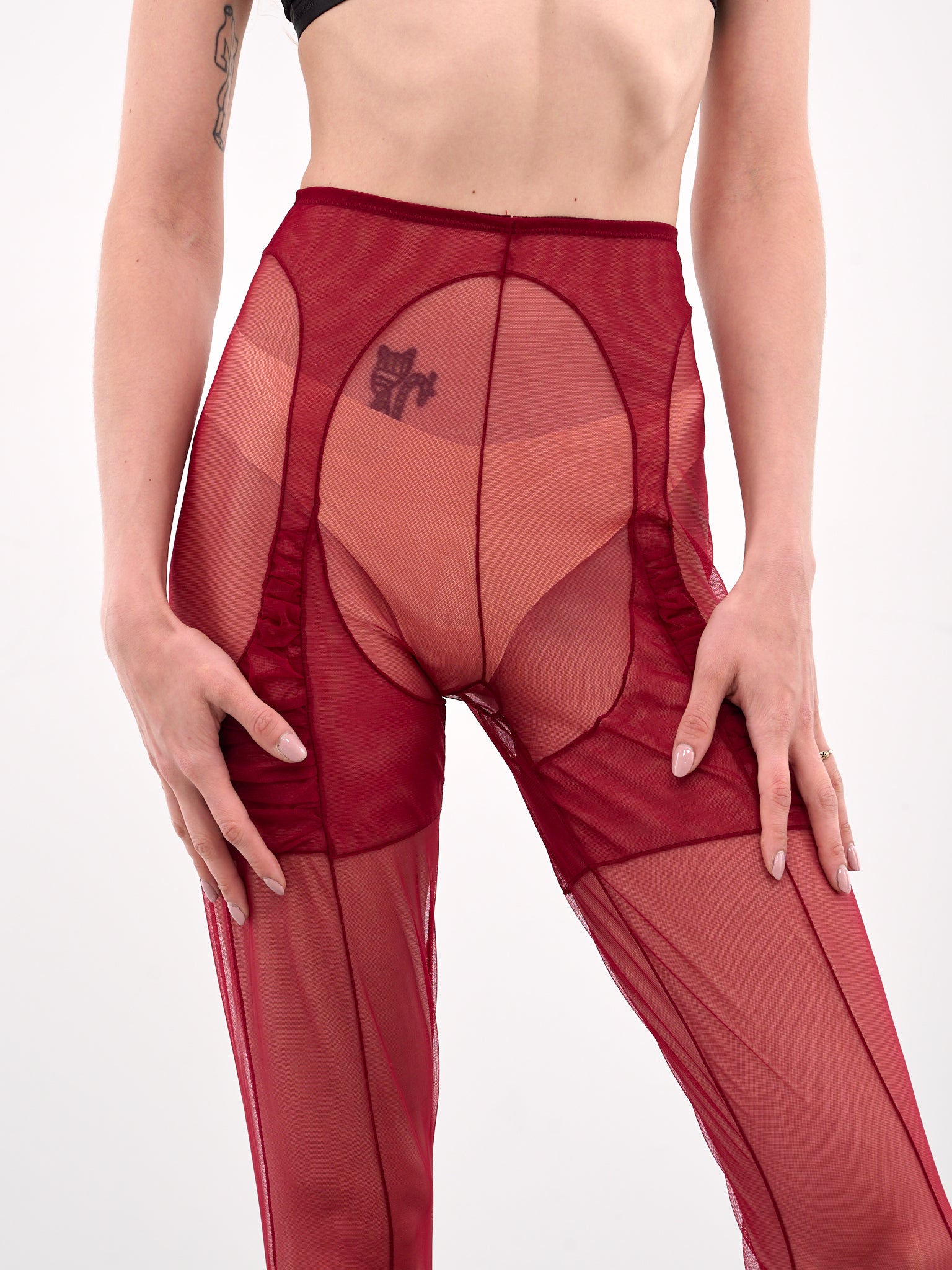 Ruffled Mesh Stockings (RUFFLED-MESH-RED)