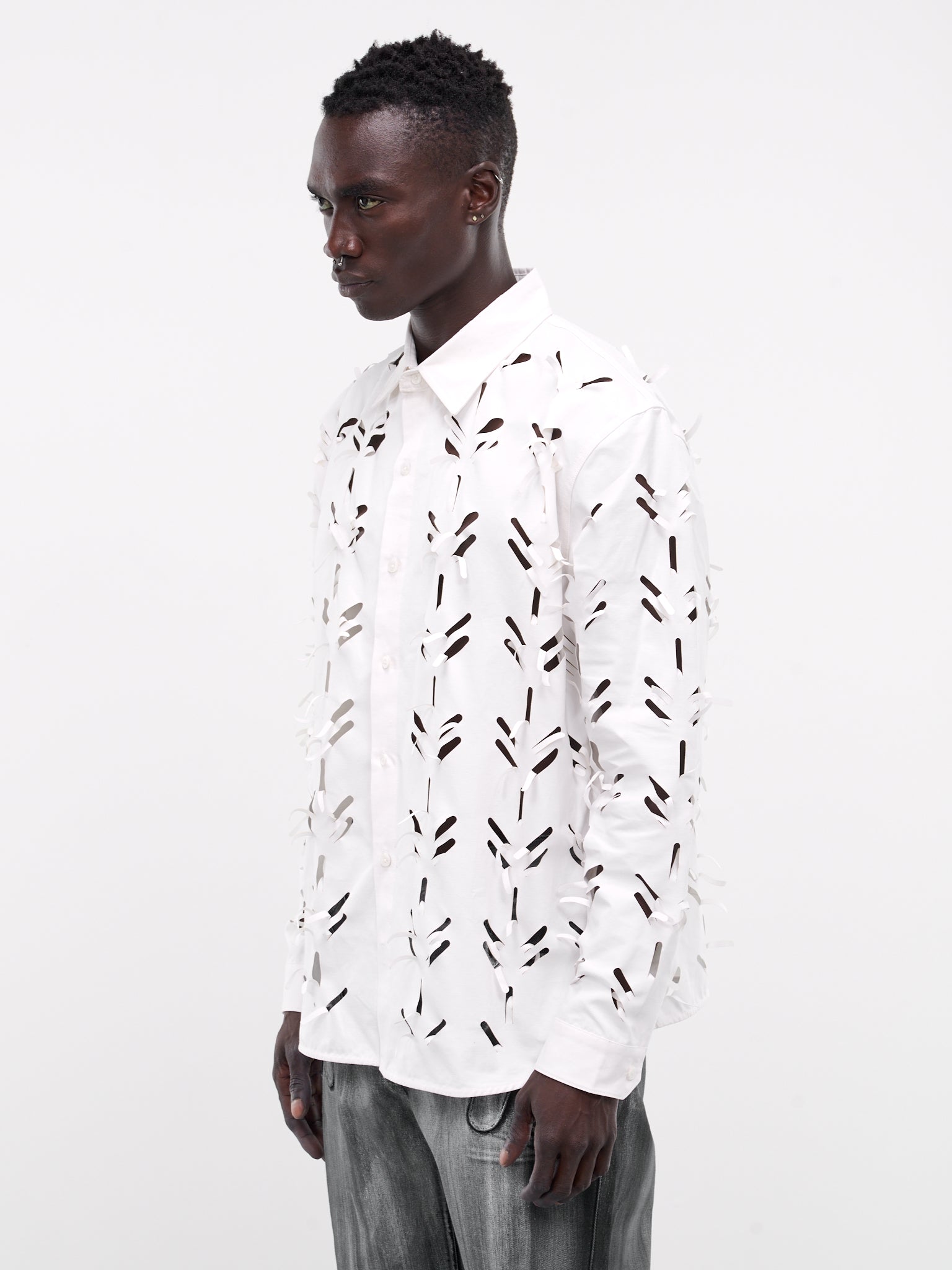 Laser-Slashed Shirt (S01-WHITE)