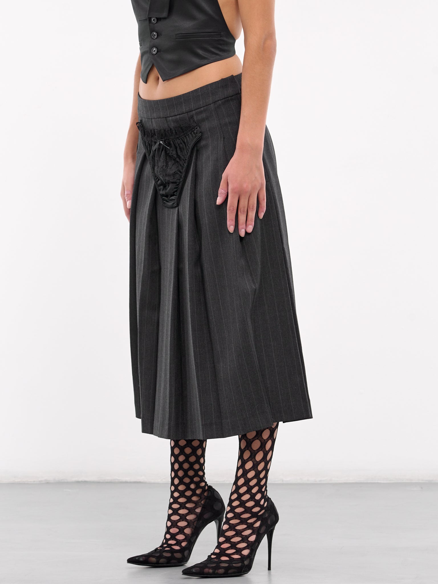 Underwear Pleated Skirt (S104-GREY-BLACK)