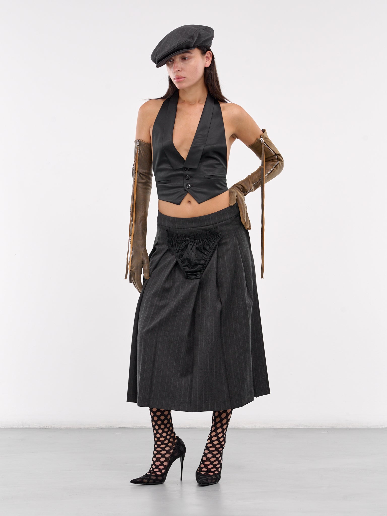 Underwear Pleated Skirt (S104-GREY-BLACK)