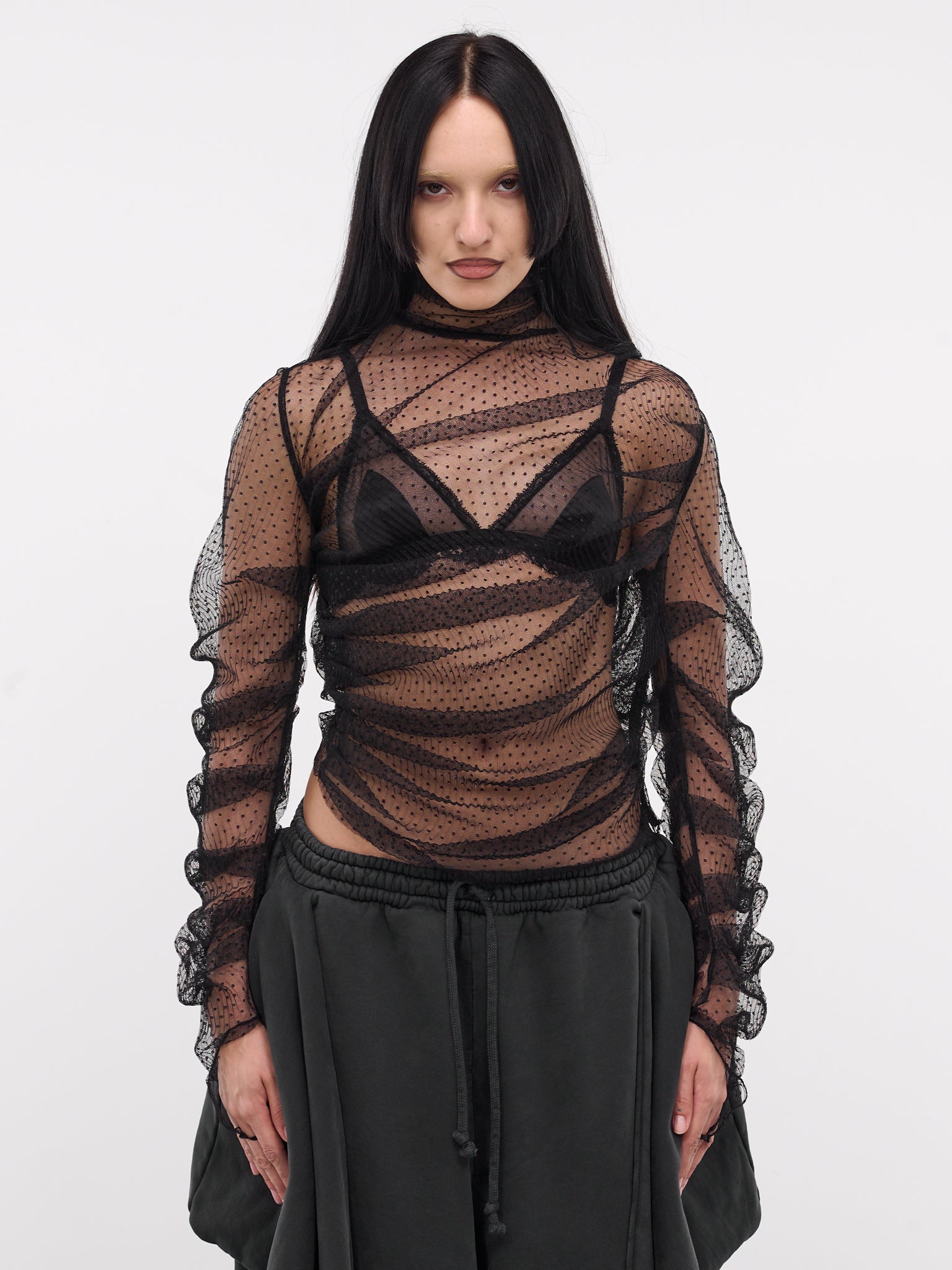 Draped Tulle Top (S1WSH03-BLACK)