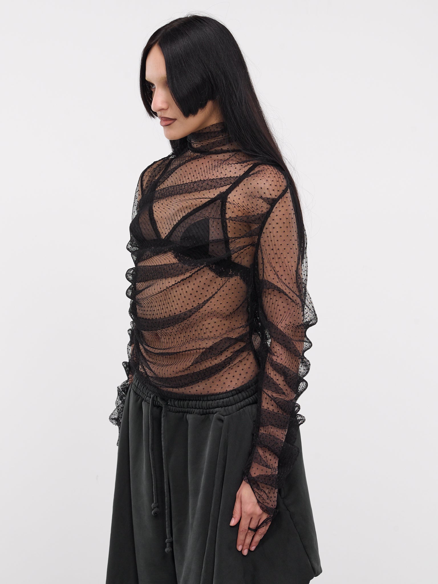 Draped Tulle Top (S1WSH03-BLACK)