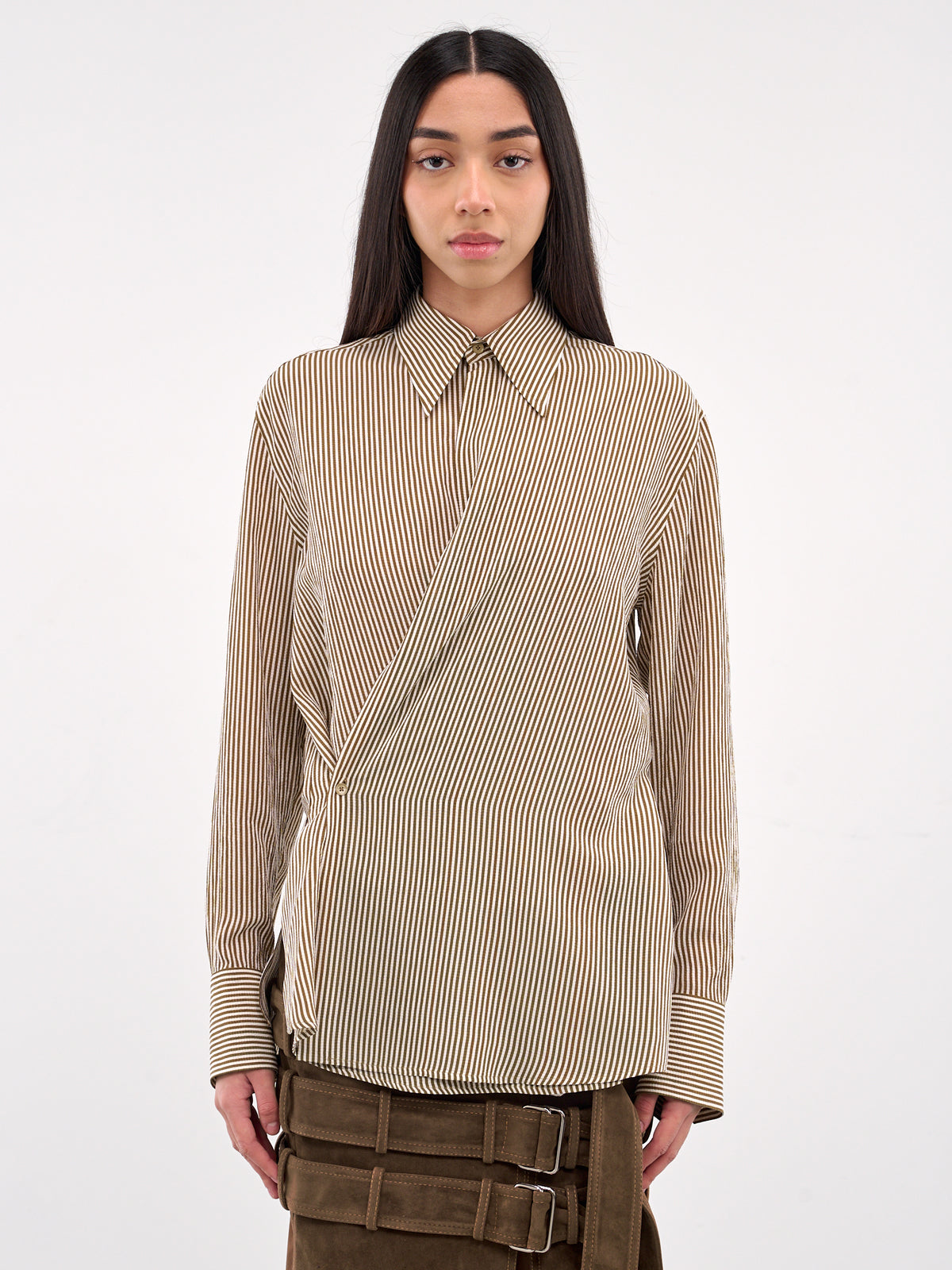 Striped Wrap Shirt (S25B19-HEAT-WAVE-KHAKI-STRIPE)