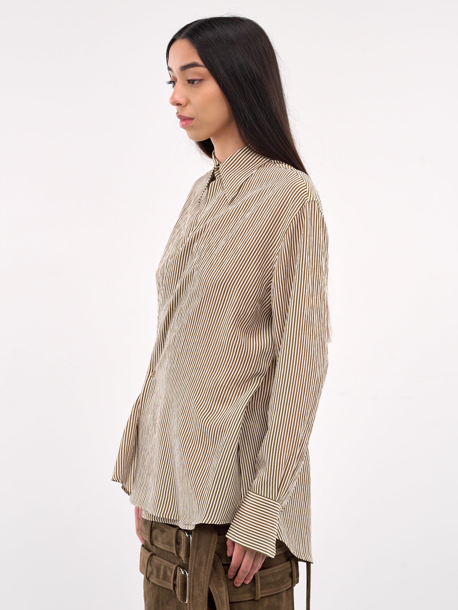 Striped Wrap Shirt (S25B19-HEAT-WAVE-KHAKI-STRIPE)