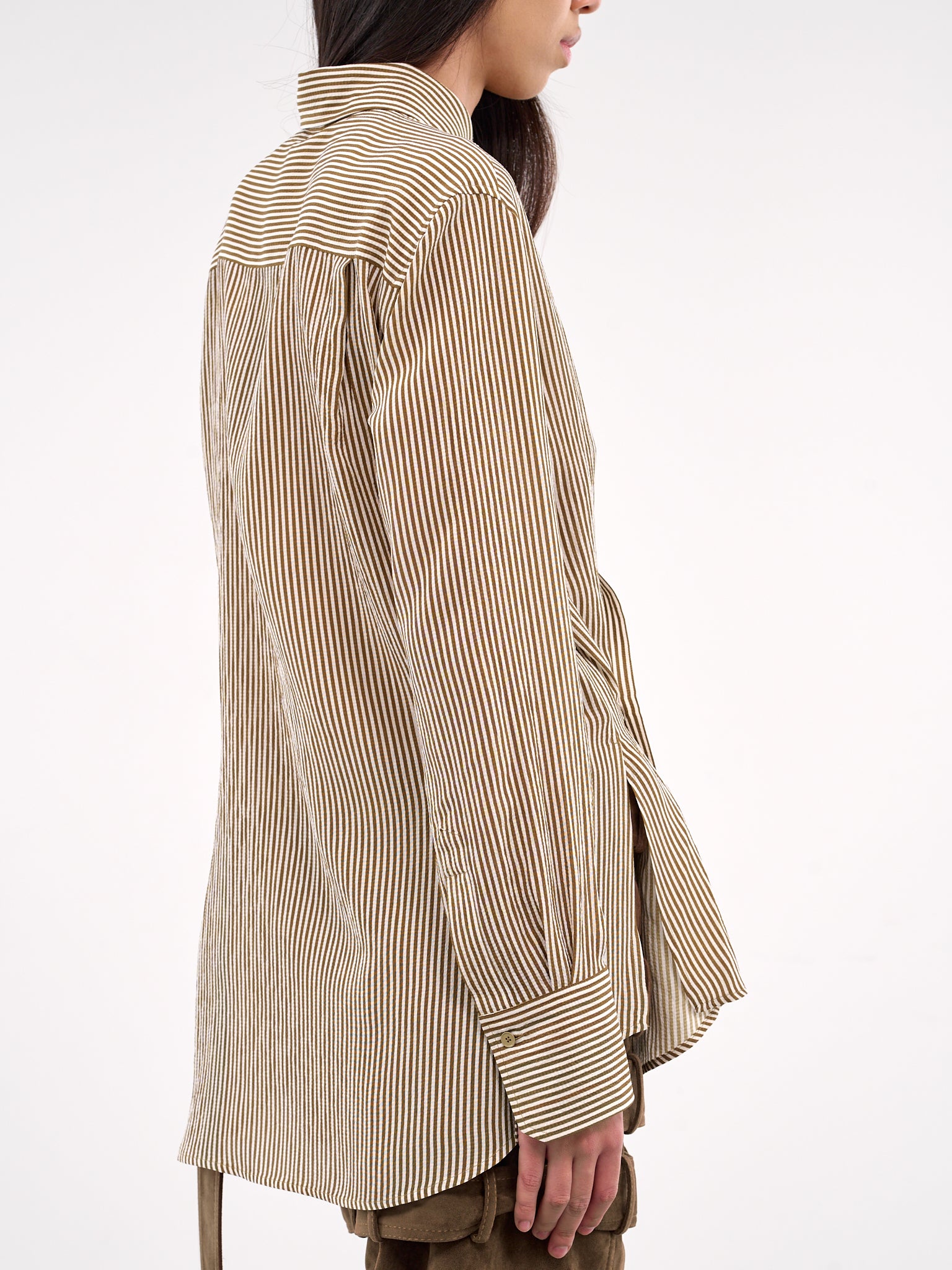 Striped Wrap Shirt (S25B19-HEAT-WAVE-KHAKI-STRIPE)