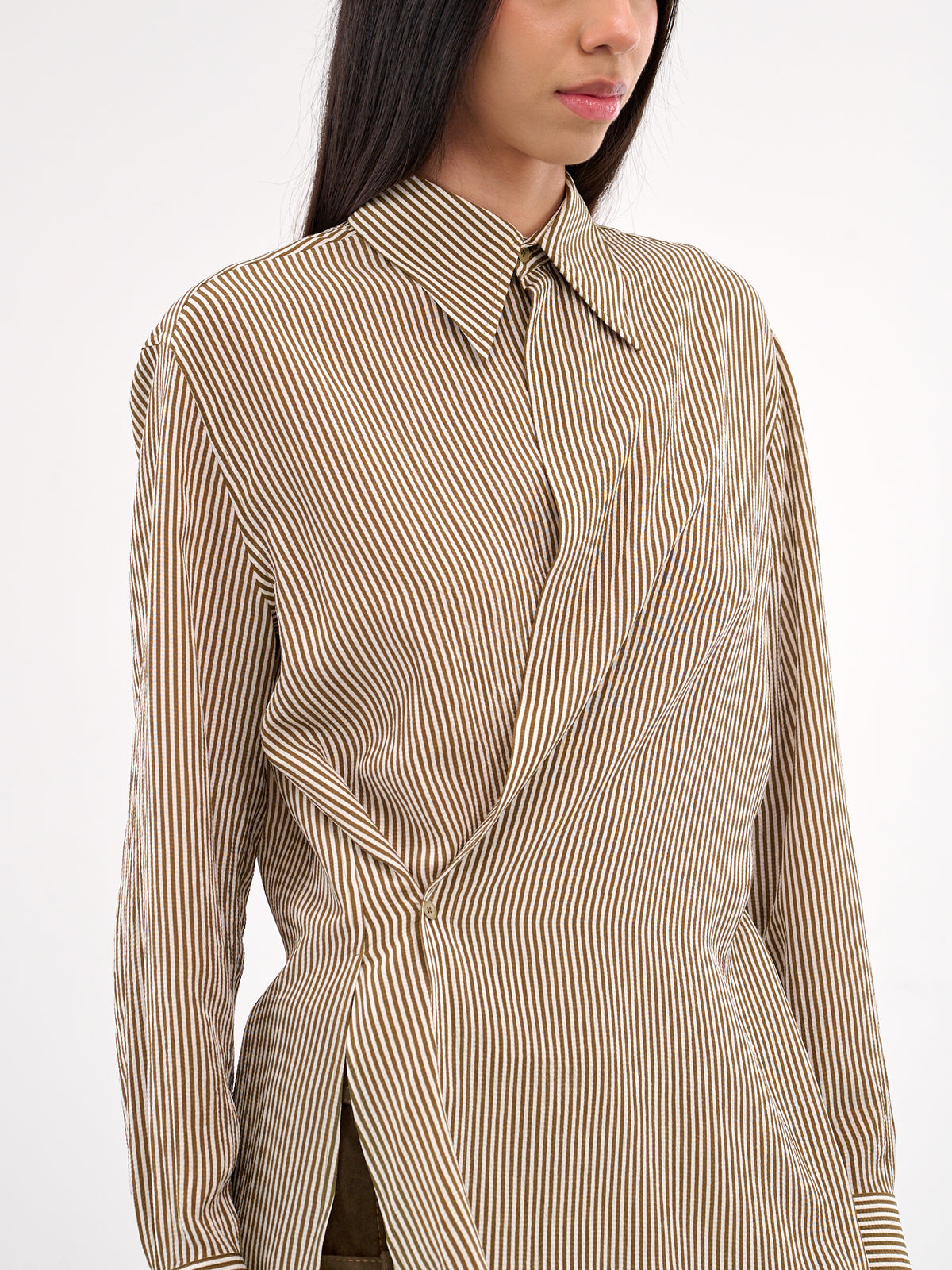 Striped Wrap Shirt (S25B19-HEAT-WAVE-KHAKI-STRIPE)