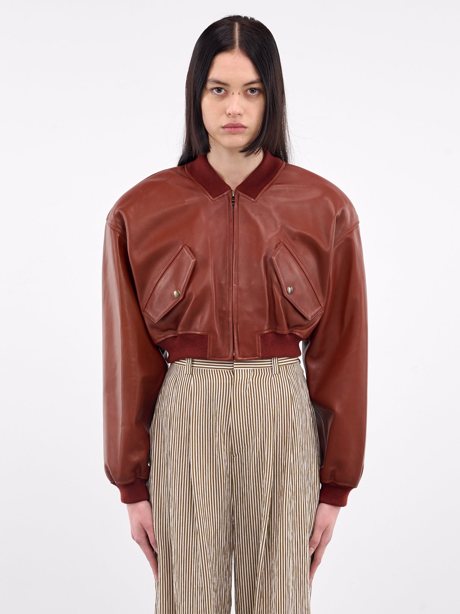 Cropped Leather Jacket (S25LJ7-WHISKY)