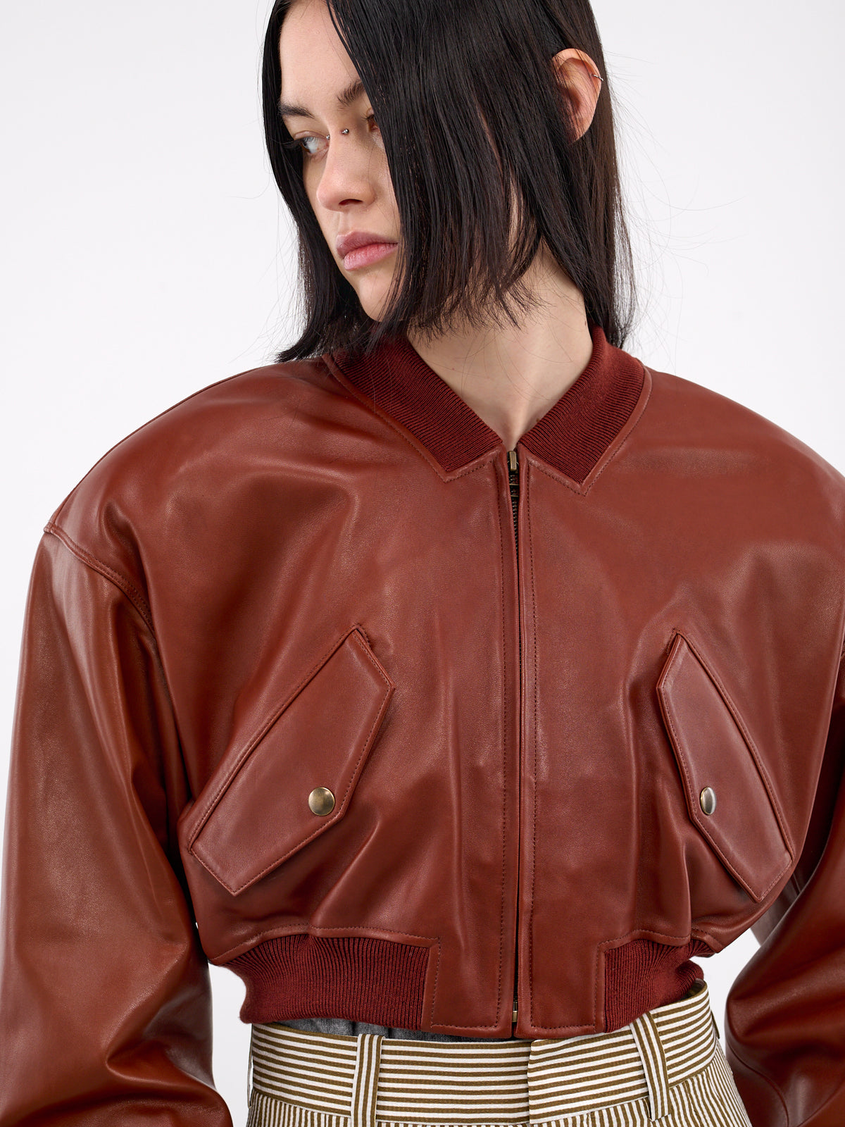 Cropped Leather Jacket (S25LJ7-WHISKY)