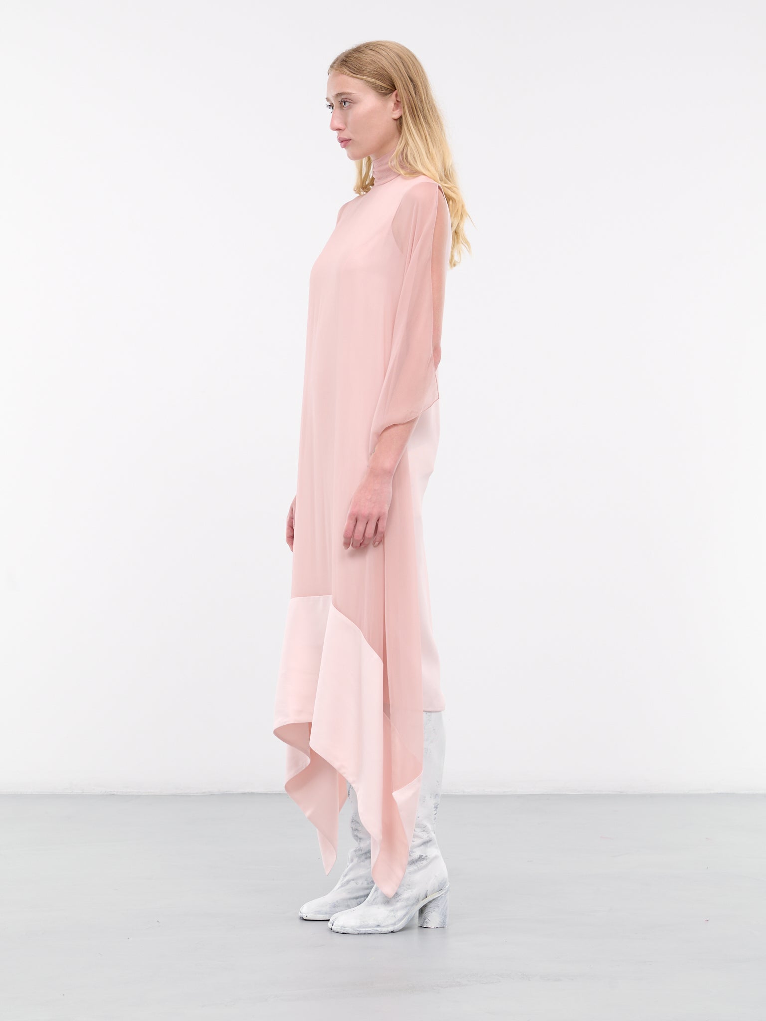 Draped Silk Dress (S2WDR08-PALE-PINK)