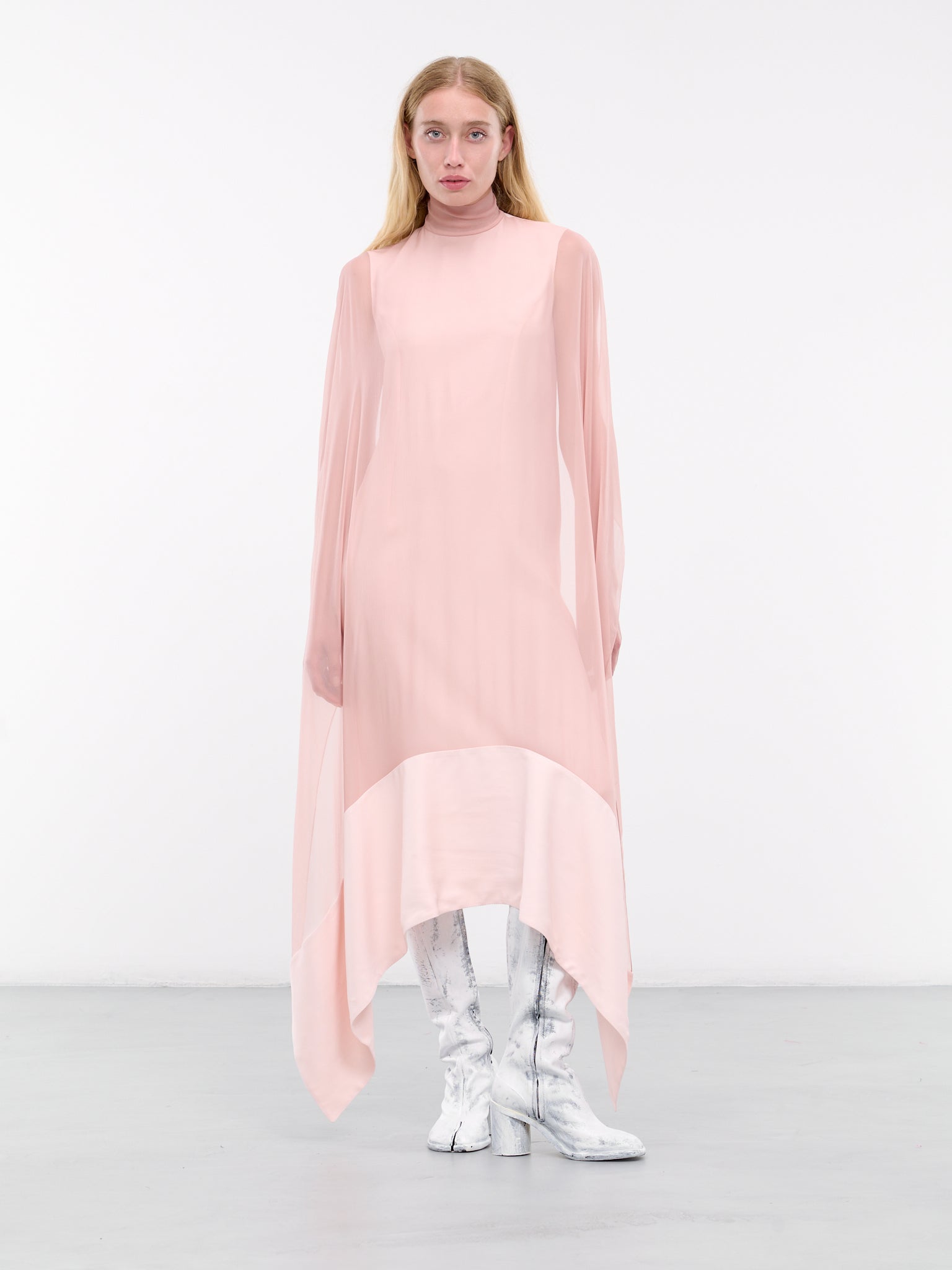 Draped Silk Dress (S2WDR08-PALE-PINK)