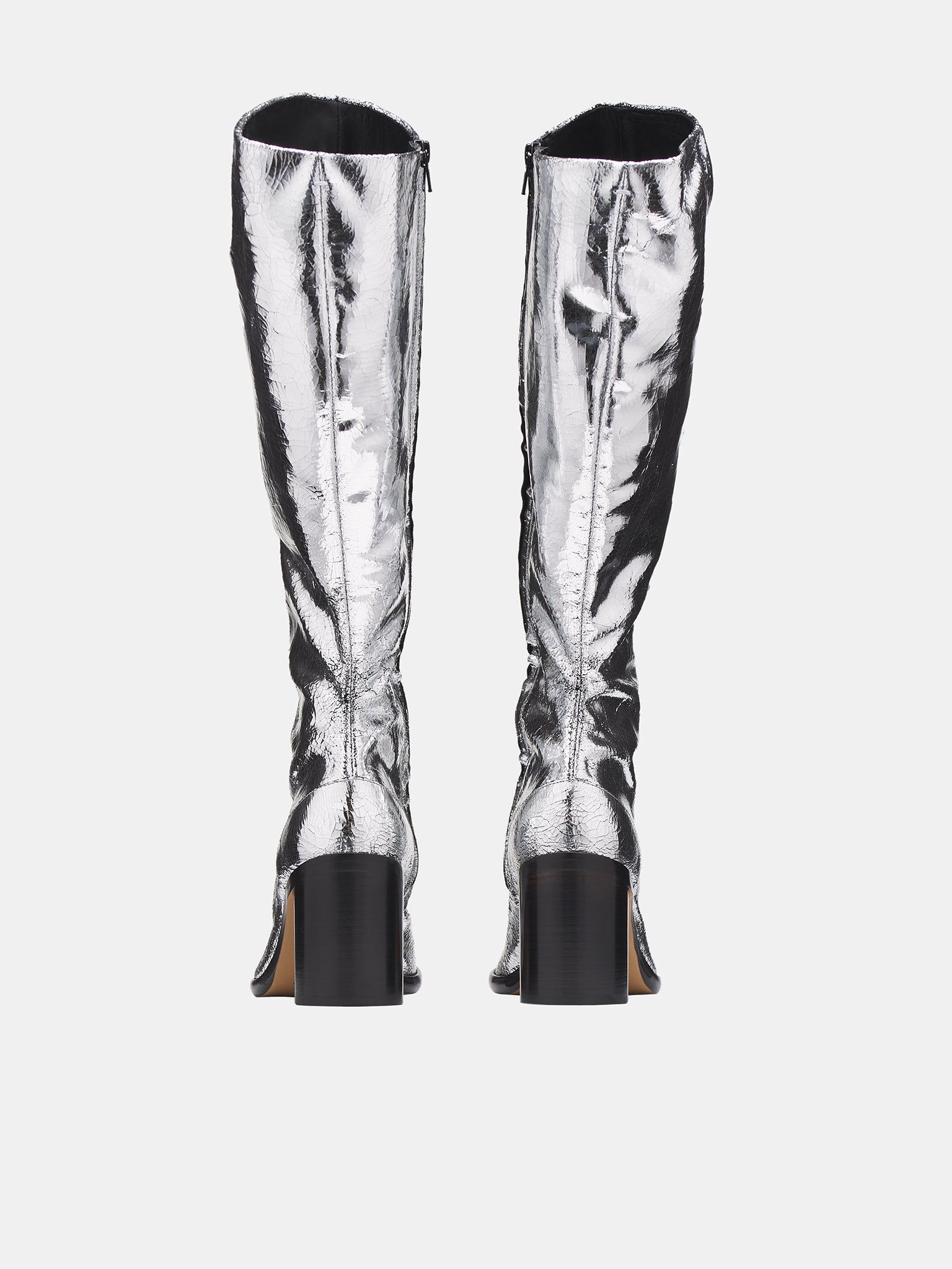 Silver mirror fashion boots