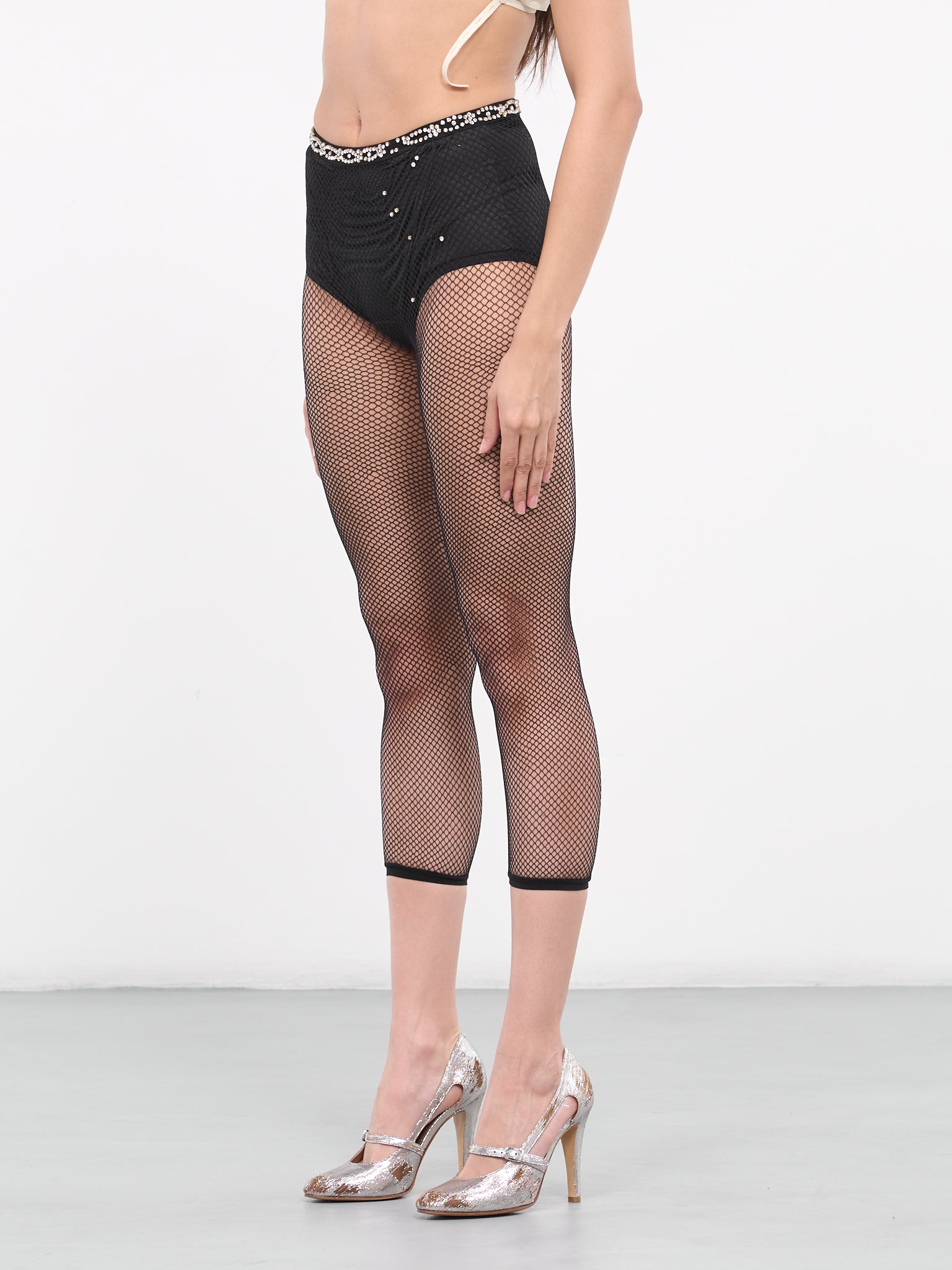 Rhinestone fishnet pantyhose black  Trendy Pants - Lush Fashion Lounge