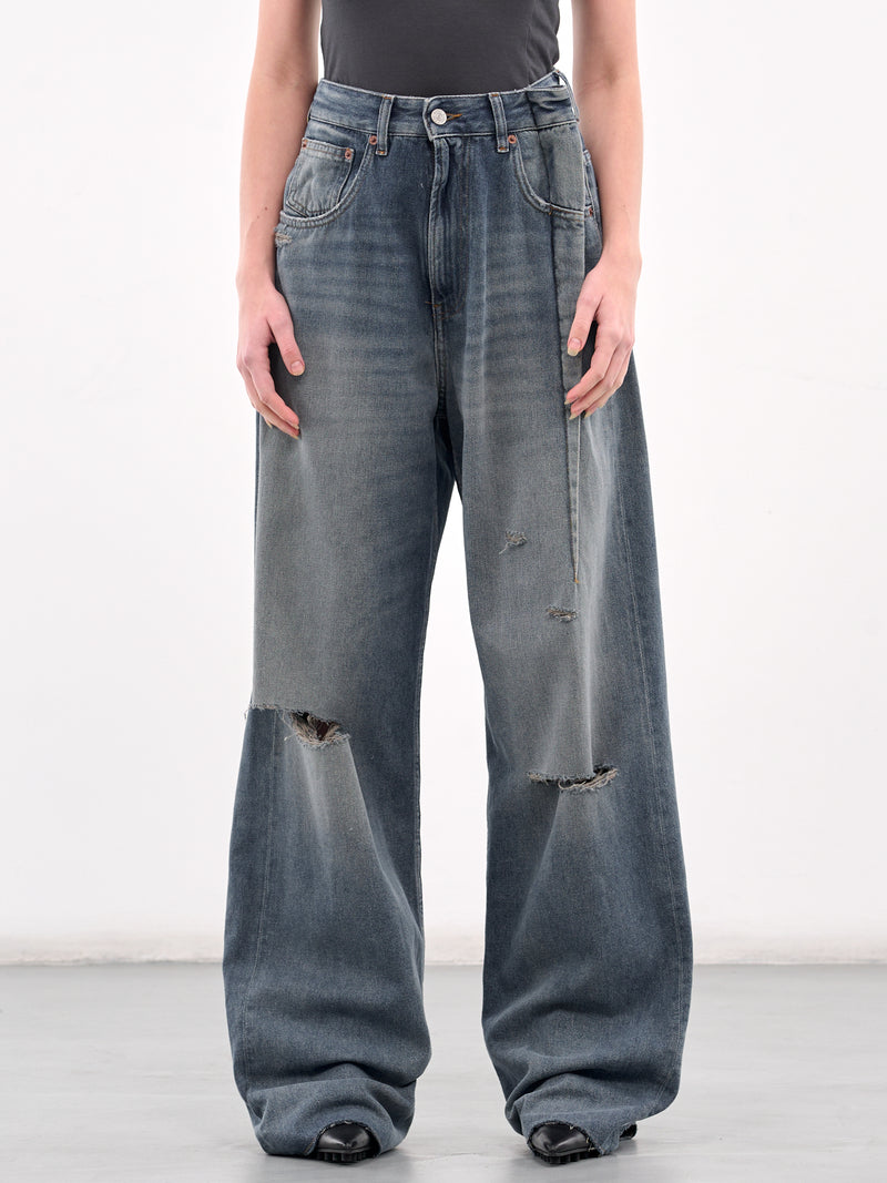 Aged Denim Jeans (S52LA0245-M30017-GREY-BLUE)