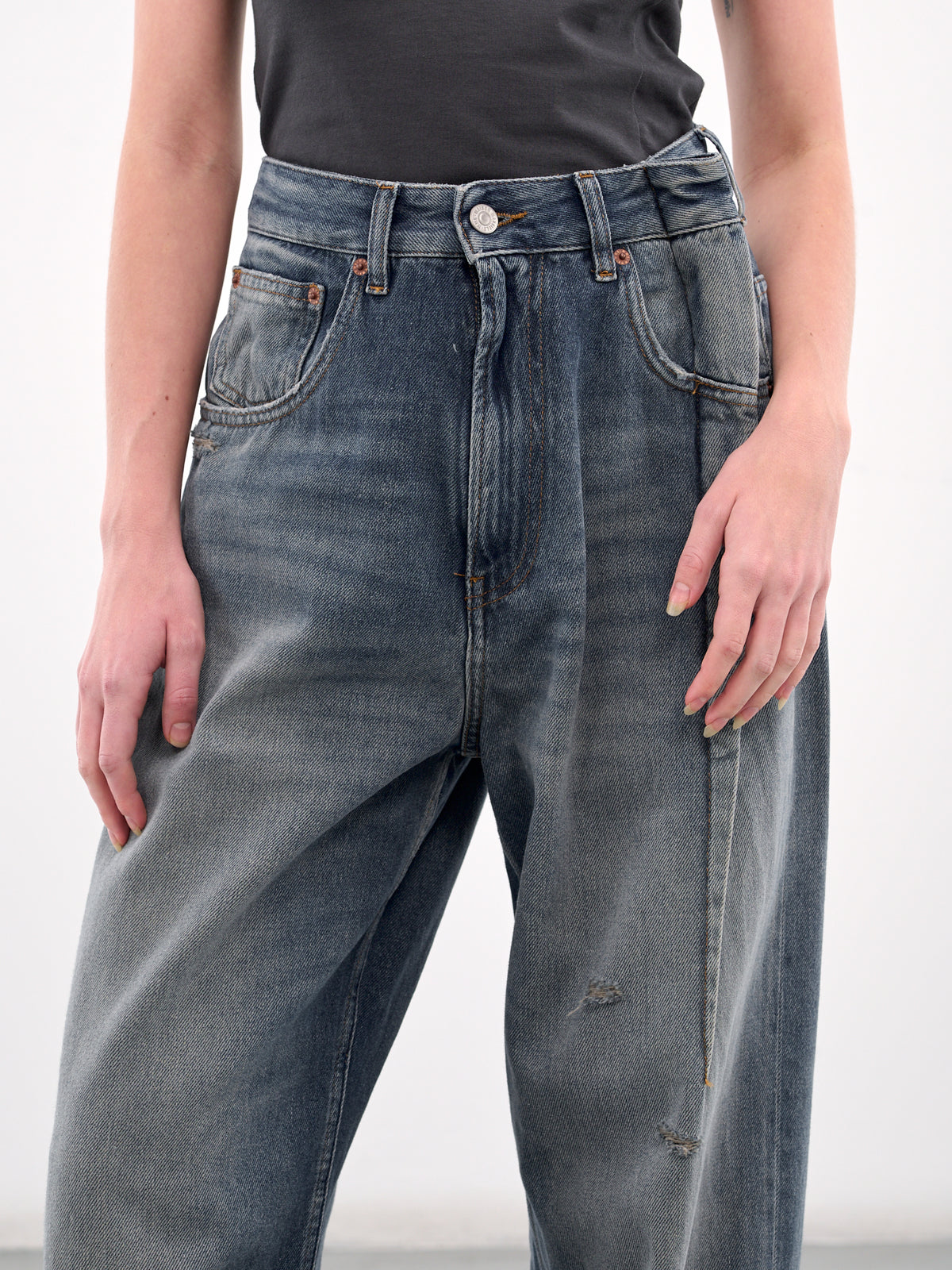 Aged Denim Jeans (S52LA0245-M30017-GREY-BLUE)