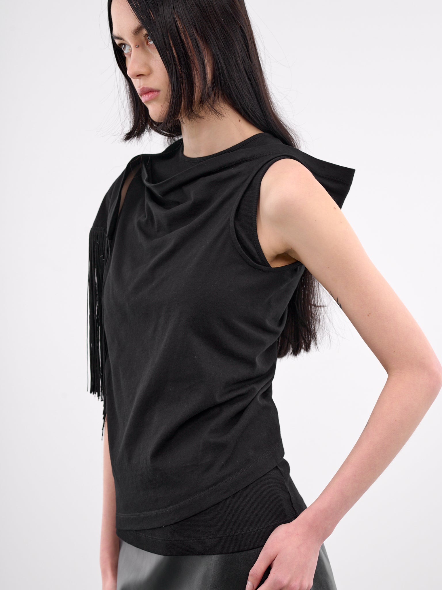 Draped Blouse (S52NL0069-MTJ017-BLACK)