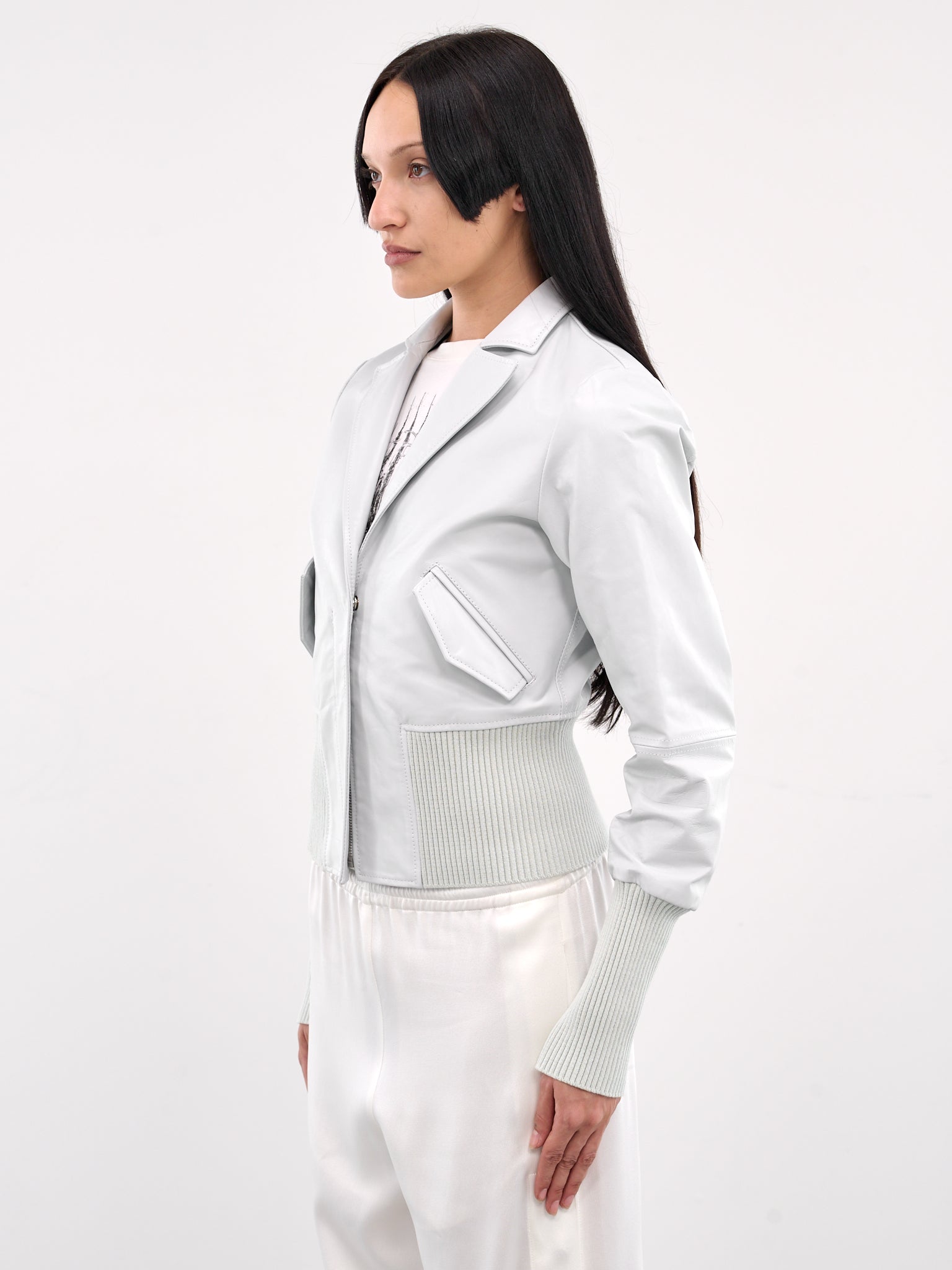 Ribbed Leather Jacket (S62AN0143-M07007-LIGHT-BLUE)