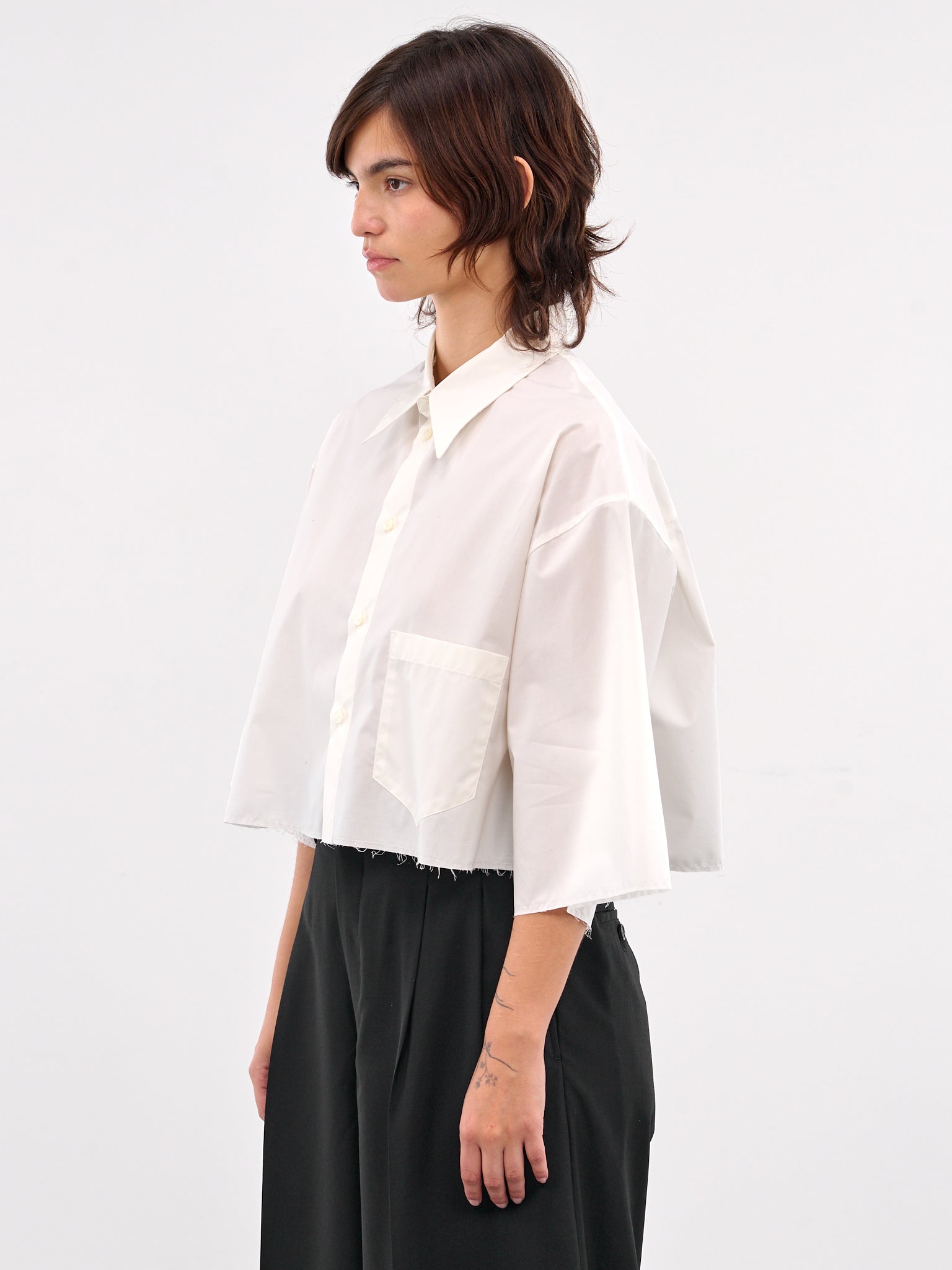 Cropped Boxy Shirt (S62DR0007-M35256-101-WHITE)